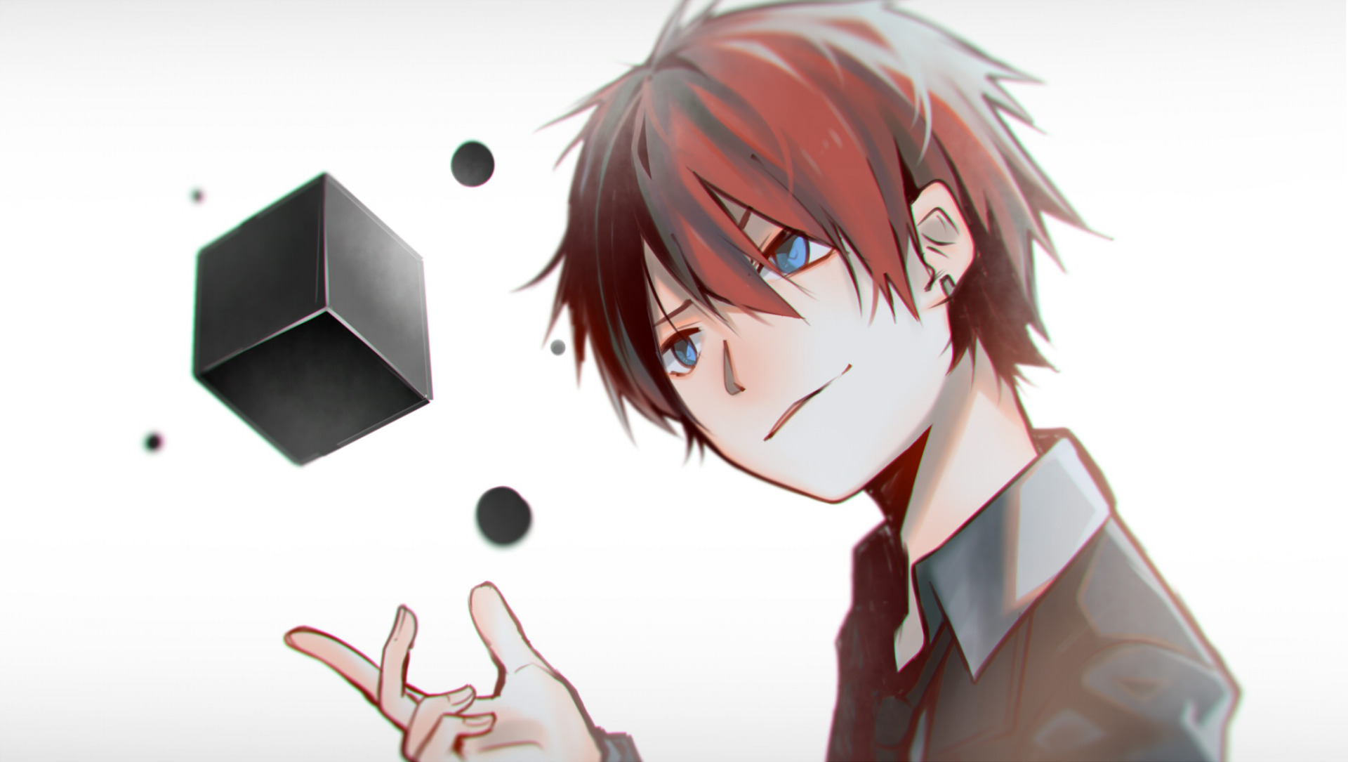 Free download wallpaper Anime, Square, Cube, Blue Eyes, Original, Red Hair on your PC desktop