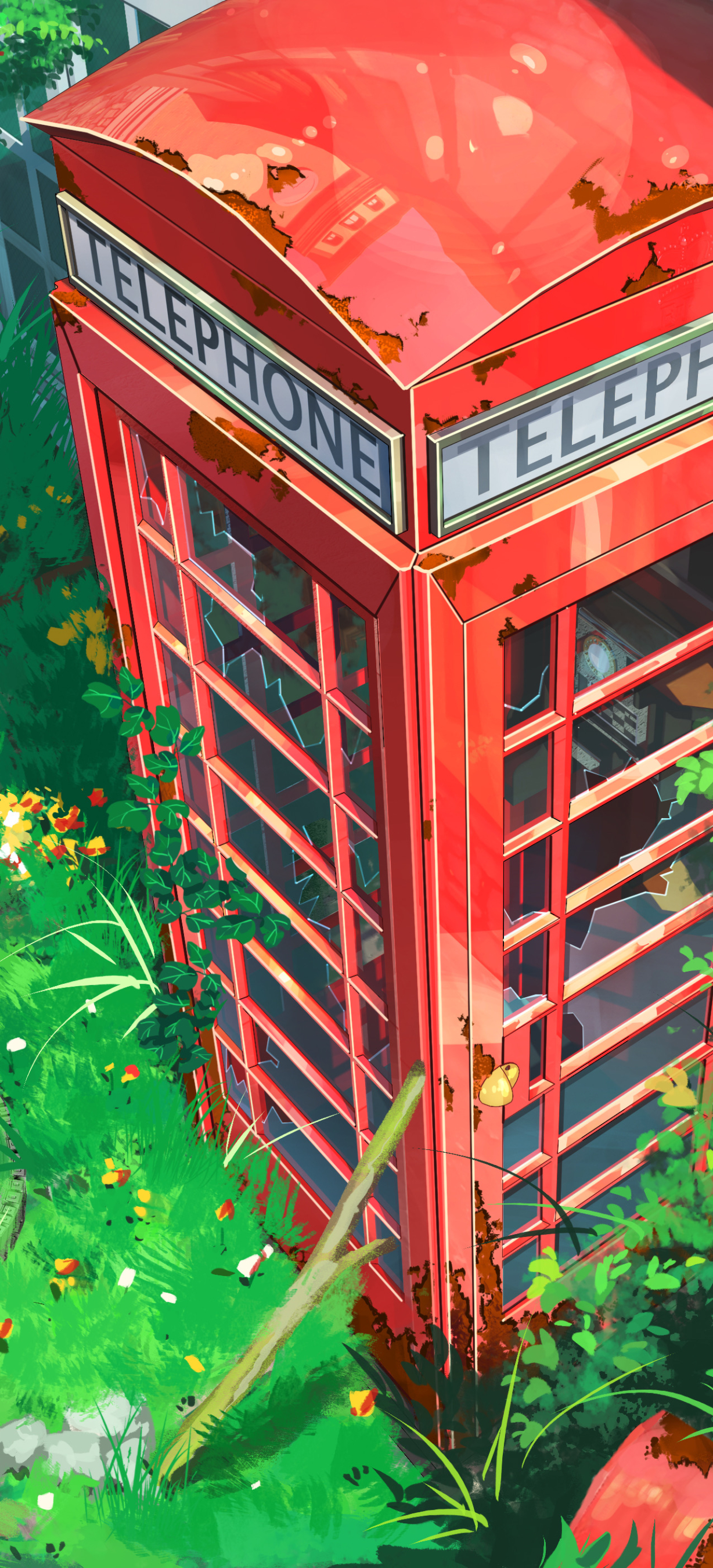 anime, telephone booth