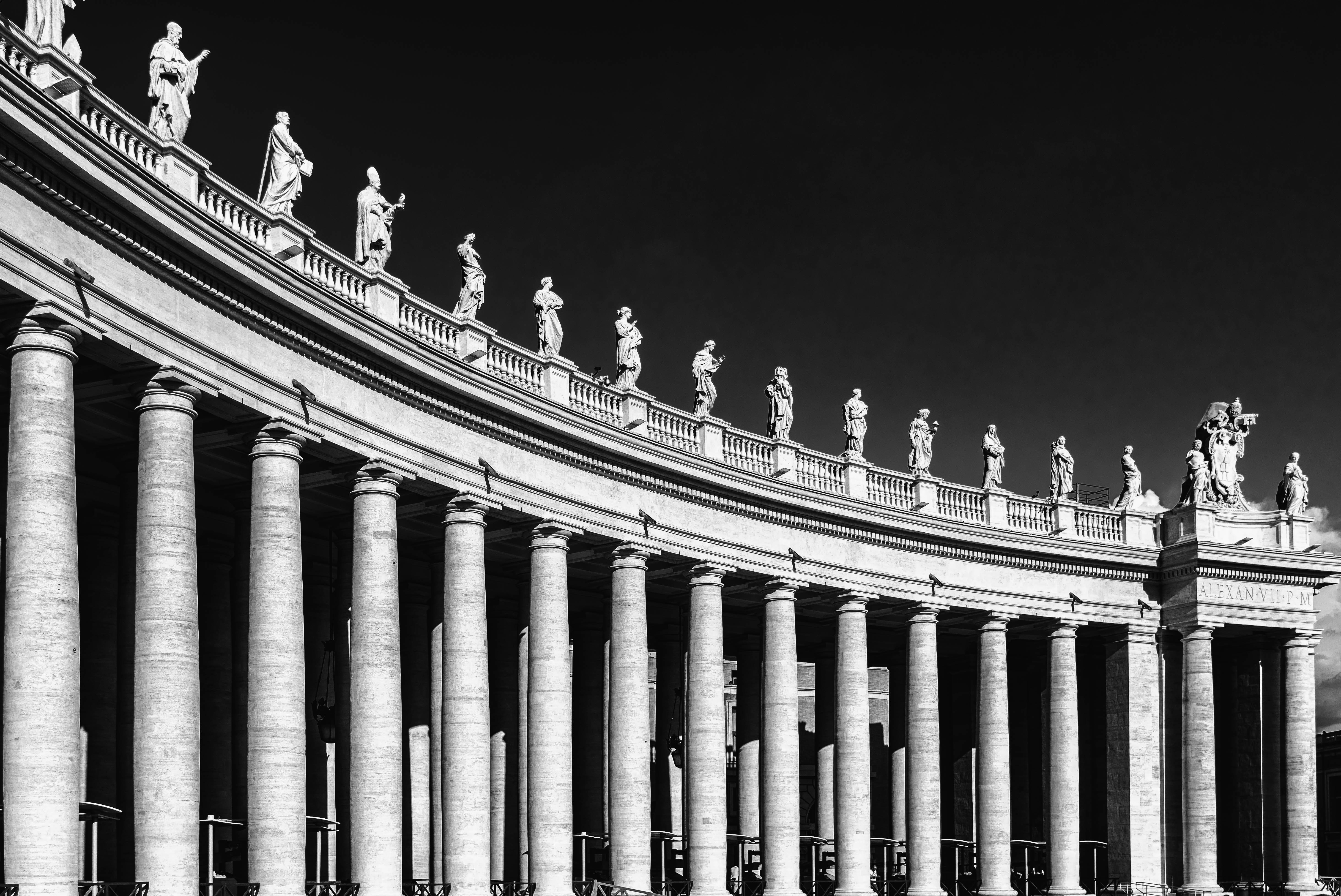 rome, cities, italy, bw, chb, st peter's square