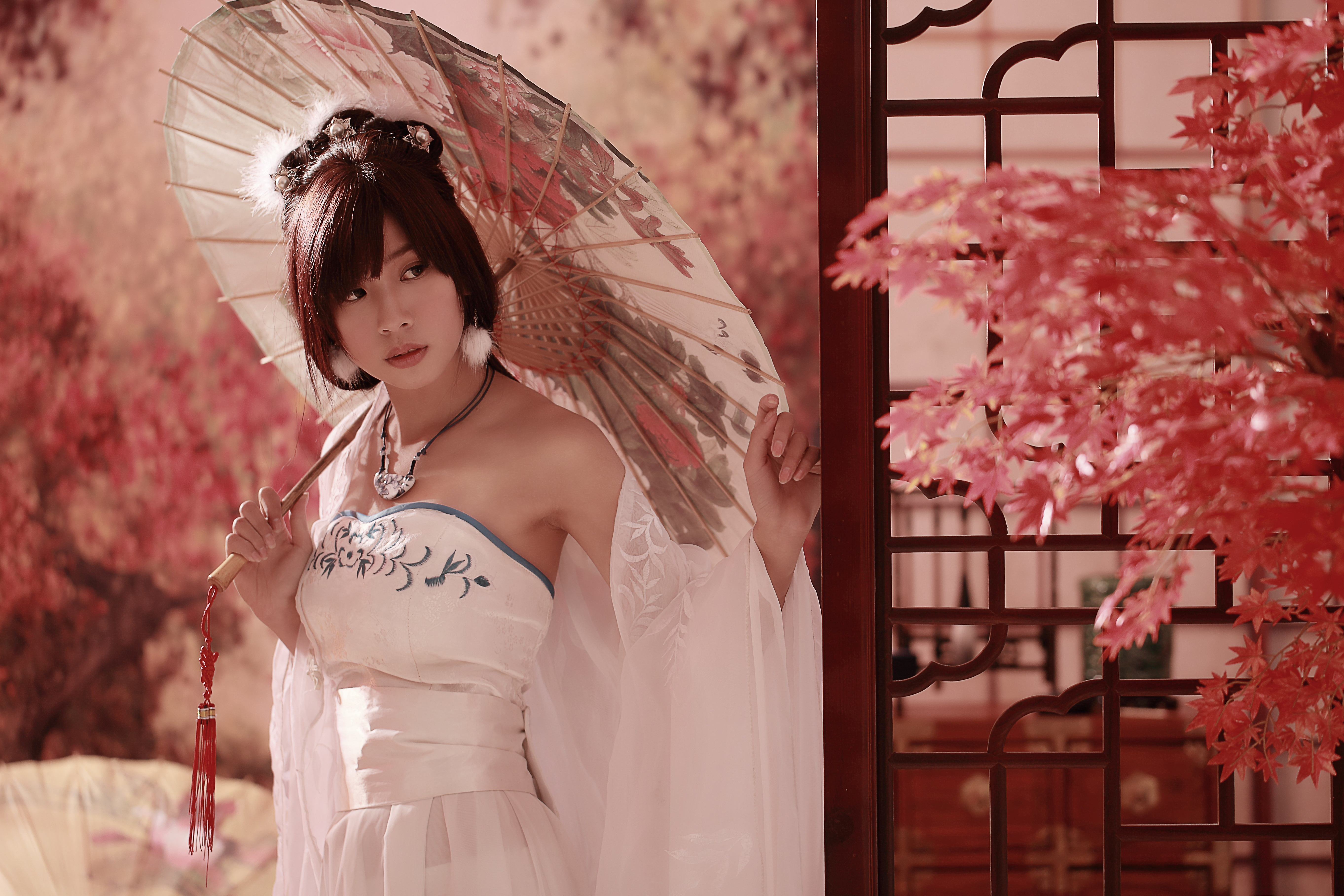 Handy-Wallpaper Regenschirm, Kleid, Frauen, Bonsai, Asiatinnen, Taiwanese, Tuō Tuō kostenlos herunterladen.