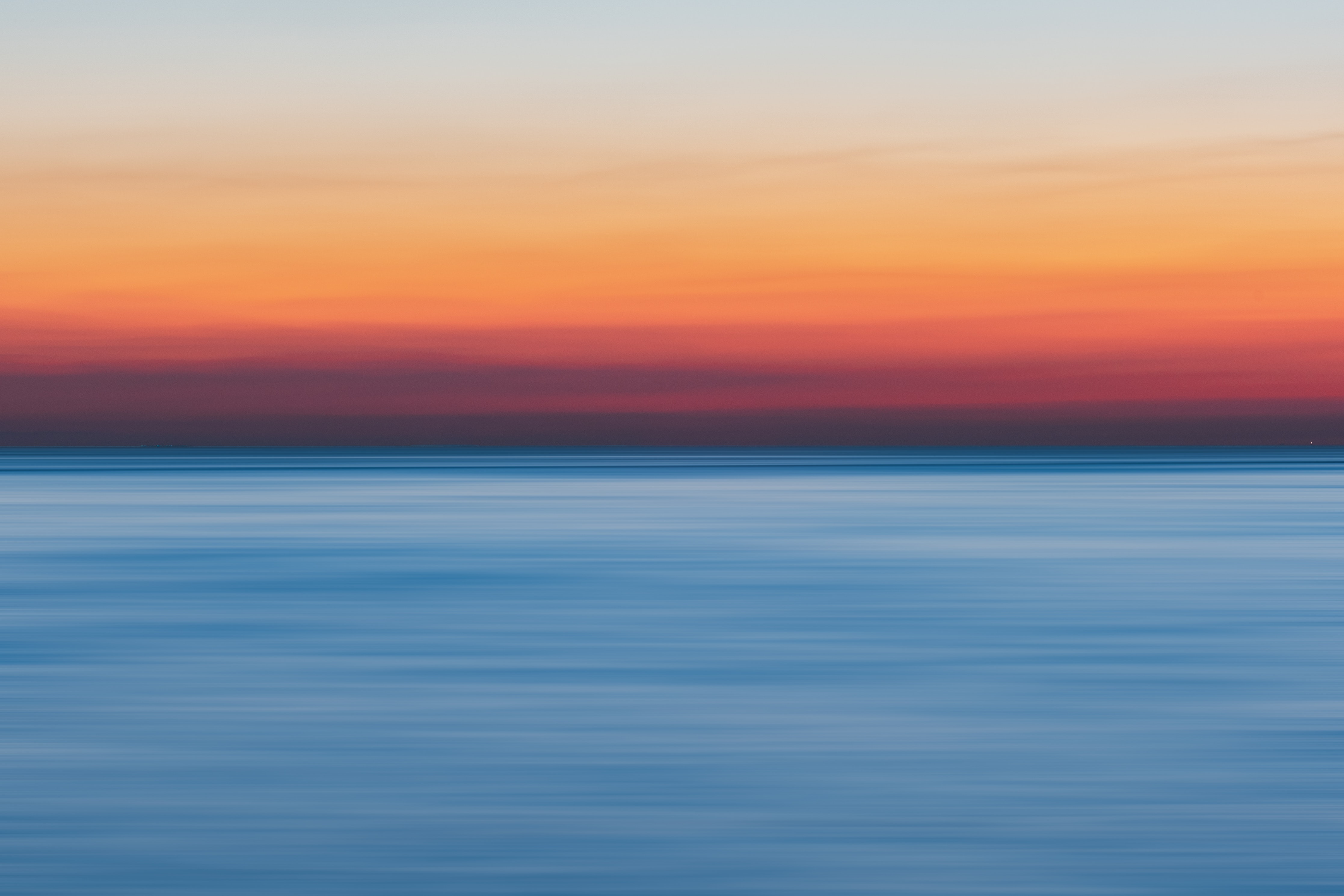 Download mobile wallpaper Horizon, Smooth, Sunset, Nature, Shine, Light, Blur, Sea for free.