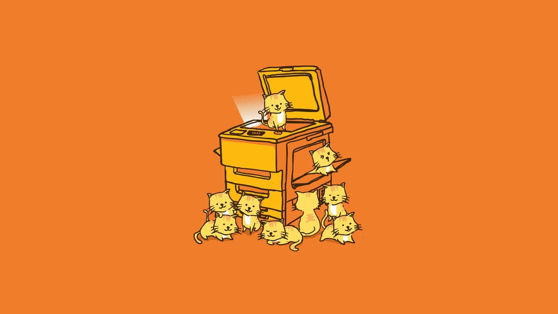 vector, lot, happiness, kittens, printer