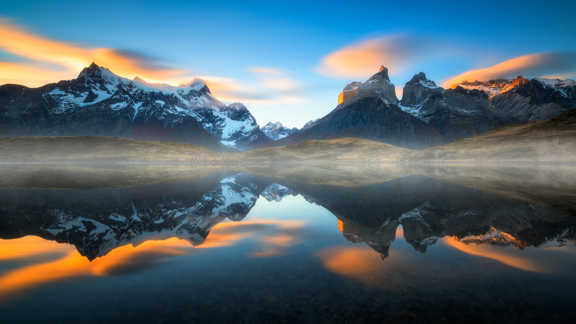 359872画像をダウンロード地球, トレス デル パイネ, チリ, 霧, 湖, 風景, 山, 日没, 山岳-壁紙とスクリーンセーバーを無料で