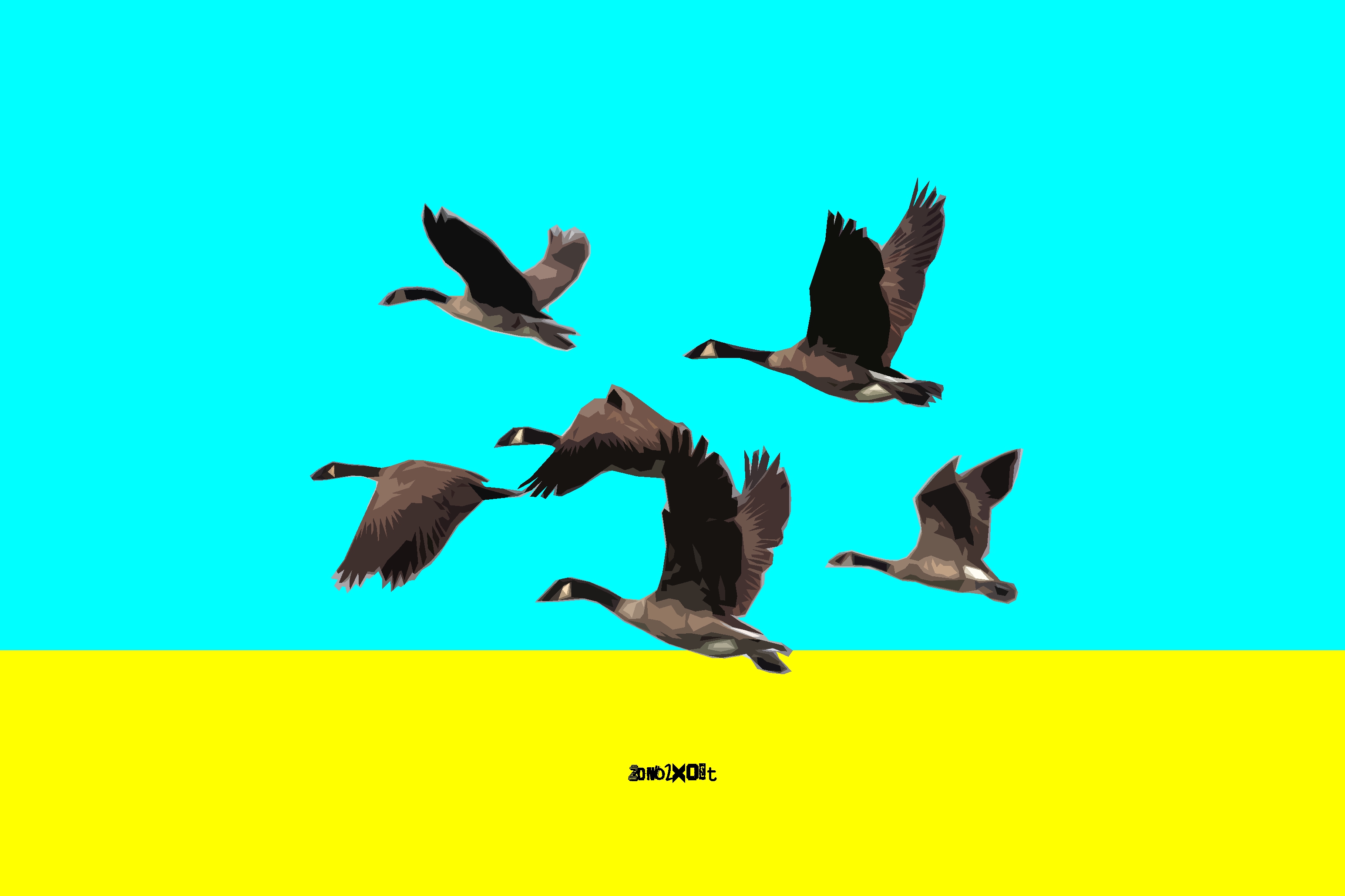 animal, bird, canada goose, duck, flying, minimalist, simple, yellow, birds