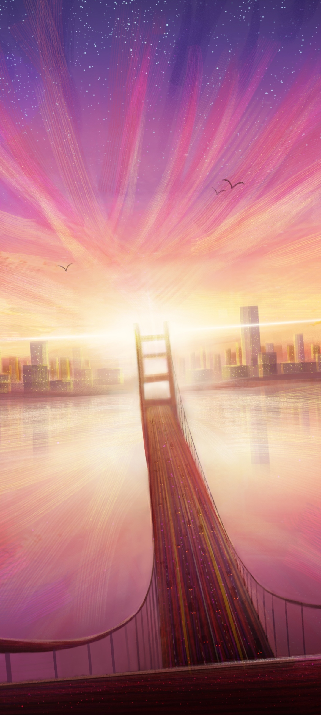 Download mobile wallpaper Anime, Sunset, Bridge, Evening for free.