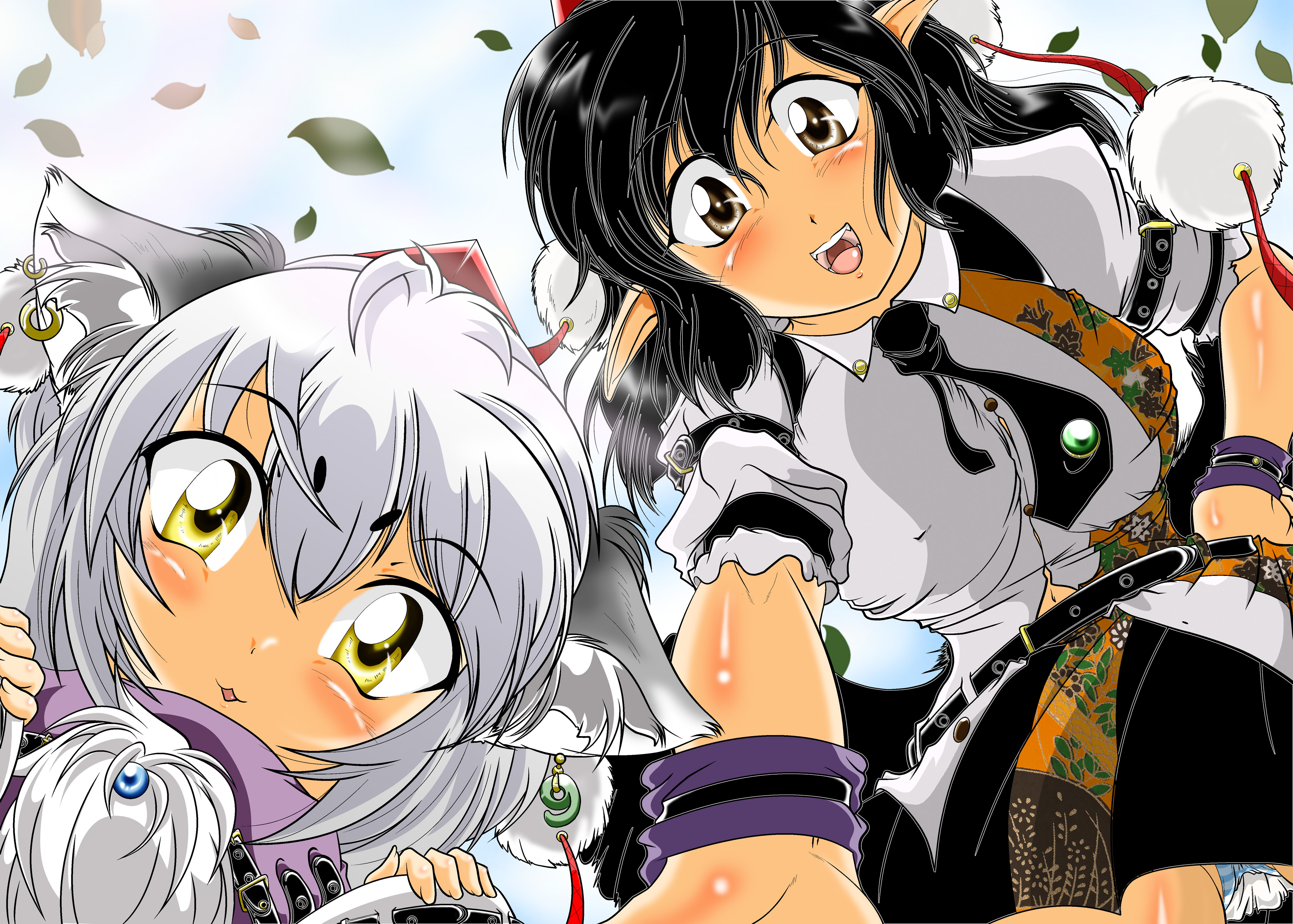 Laden Sie das Animes, Tuhu, Aya Shameimaru, Momiji Inubashiri-Bild kostenlos auf Ihren PC-Desktop herunter