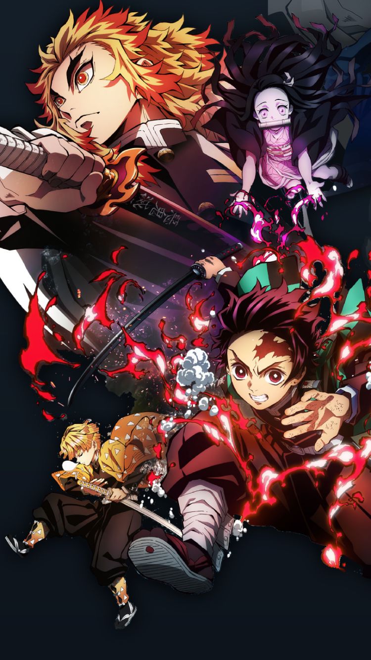 demon slayer: kimetsu no yaiba the movie: mugen train, kimetsu no yaiba, anime phone background