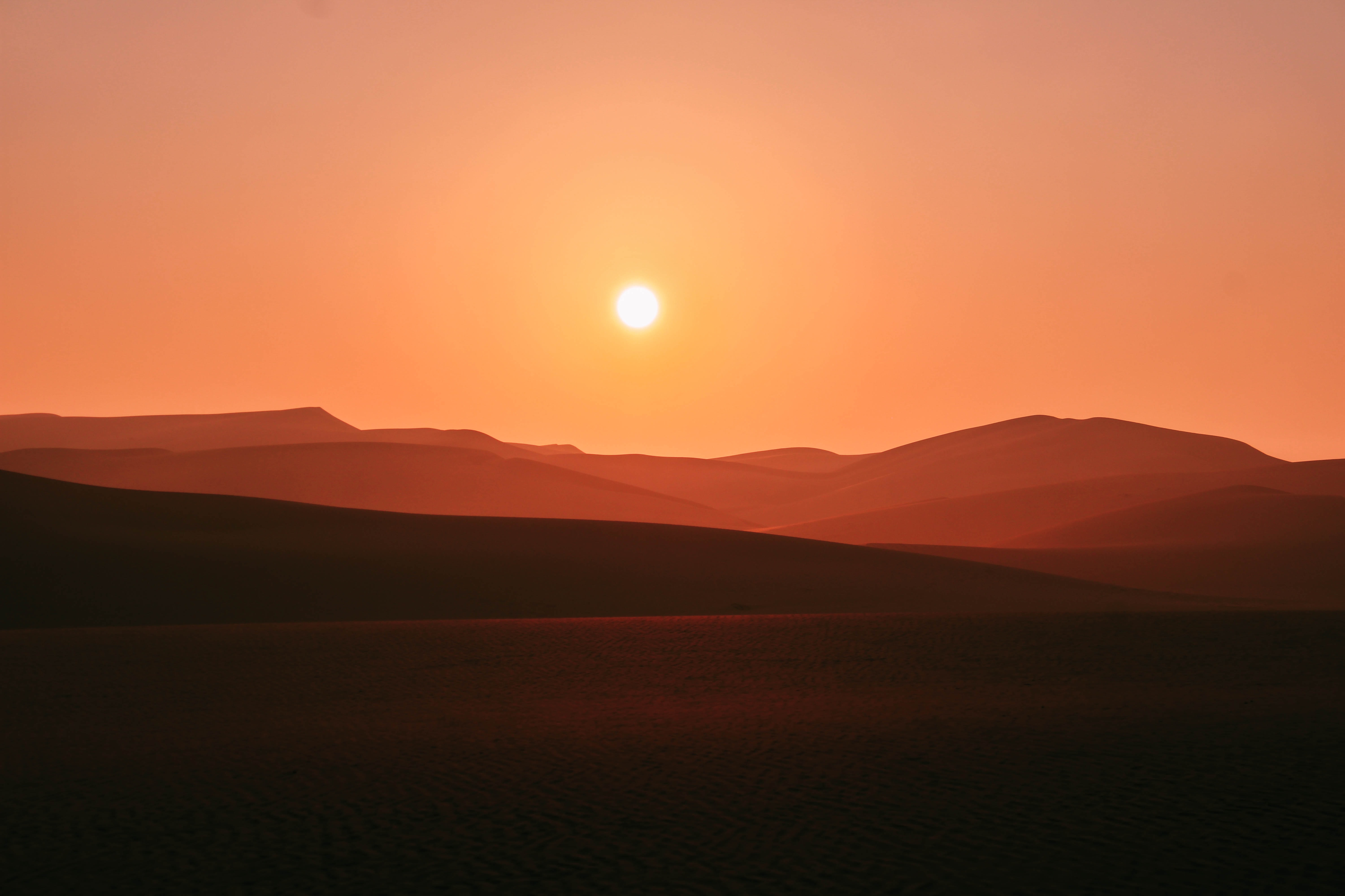 Free download wallpaper Sunset, Twilight, Desert, Dusk, Hills, Nature, Sand on your PC desktop