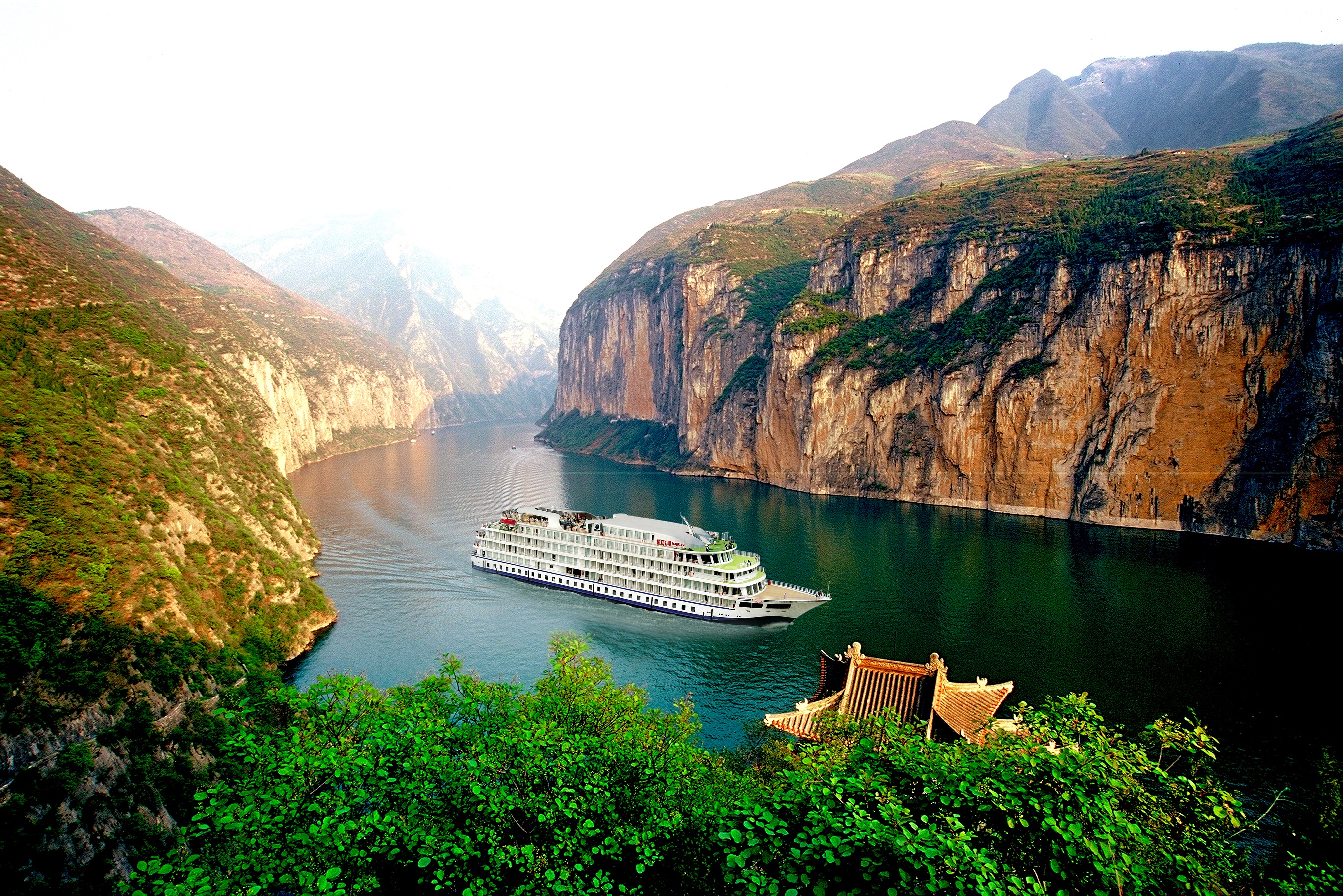 Free download wallpaper Nature, Ship, River, Cruise Ship, Vehicles, Cruise Ships on your PC desktop