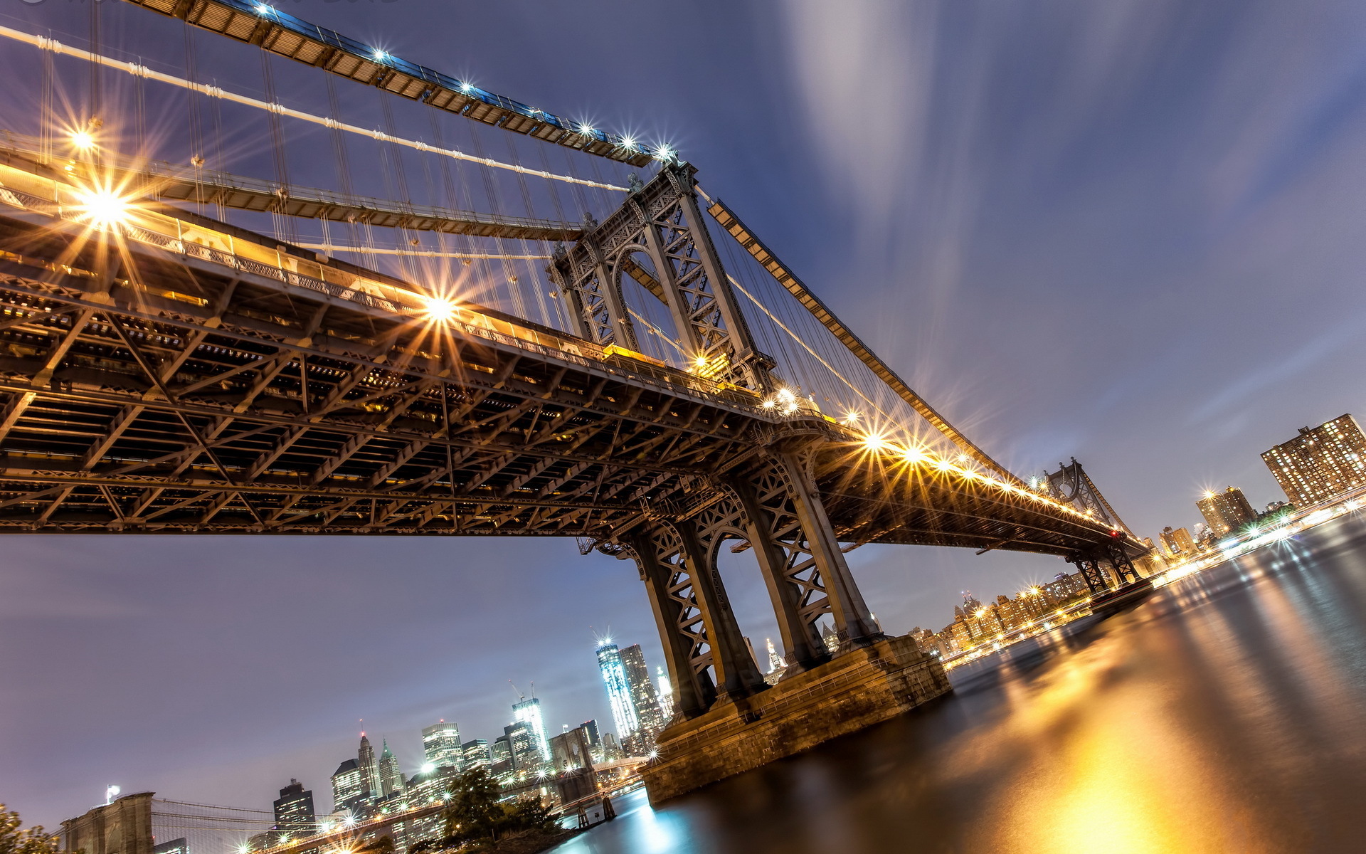 Baixar papel de parede para celular de Ponte De Manhattan, Ponte, Pontes, Feito Pelo Homem, Cidade gratuito.