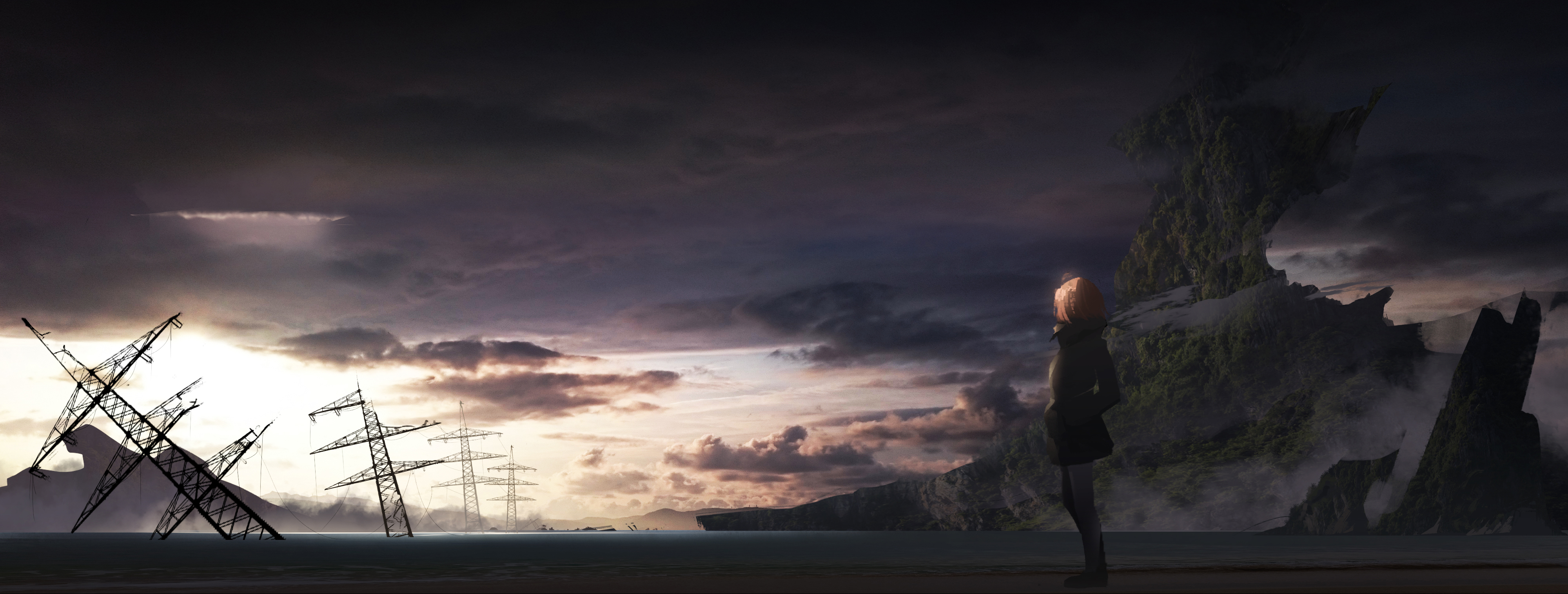 Free download wallpaper Anime, Landscape, Sky, Original on your PC desktop