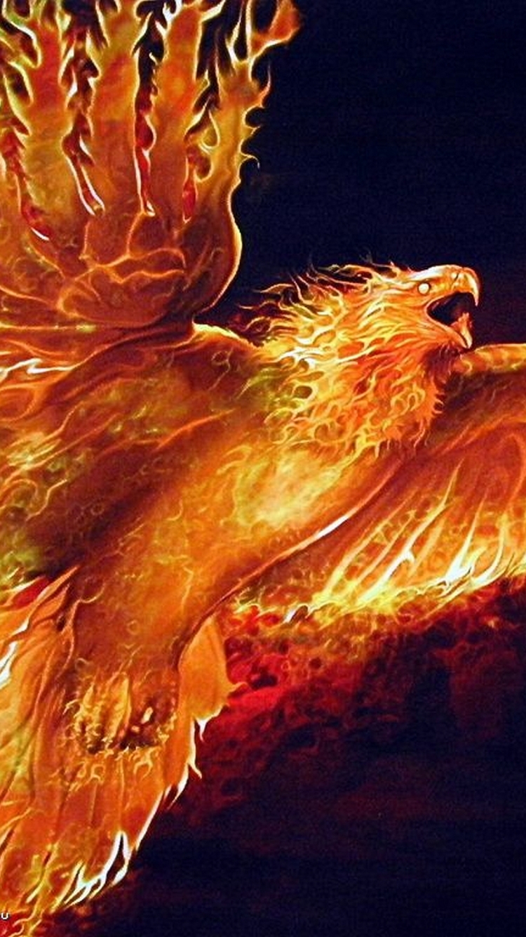 Download mobile wallpaper Fantasy, Fire, Bird, Wings, Phoenix, Fantasy Animals for free.