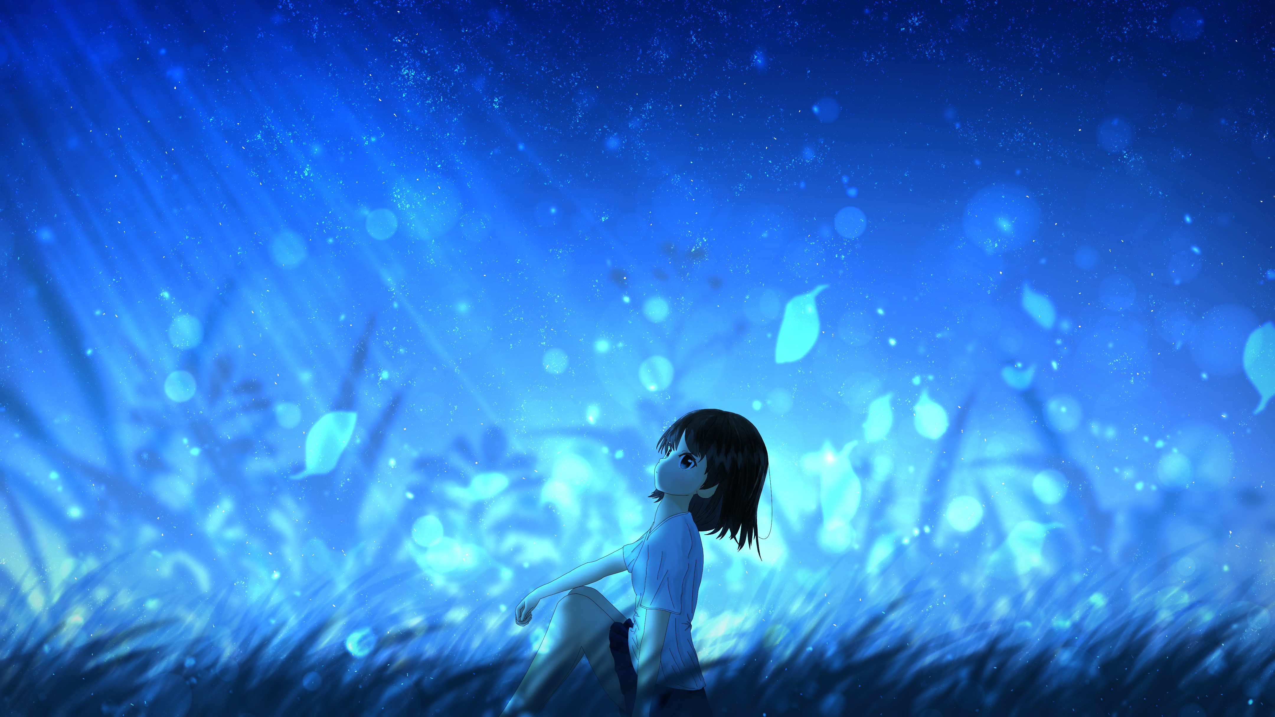 Download mobile wallpaper Wind, Leaves, Girl, Anime for free.