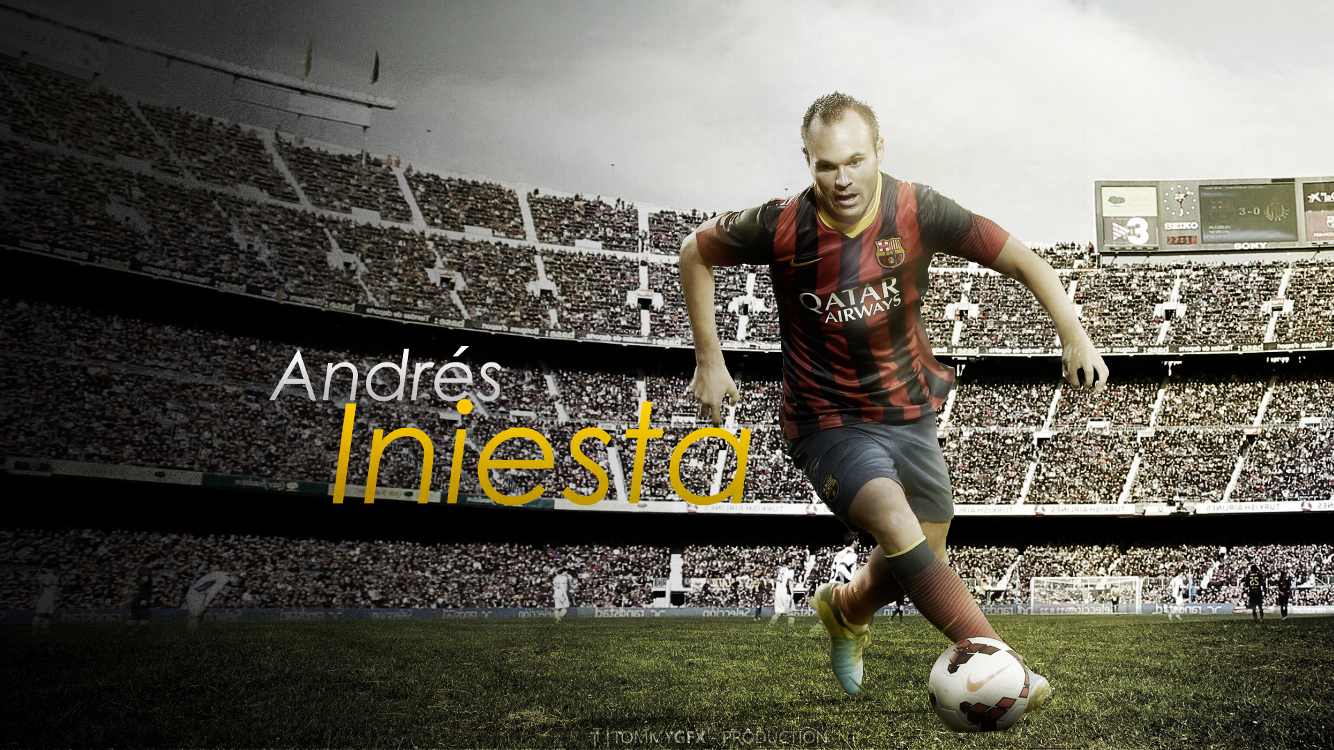 Descarga gratuita de fondo de pantalla para móvil de Fútbol, Deporte, Fc Barcelona, Camp Nou, Andrés Iniesta.