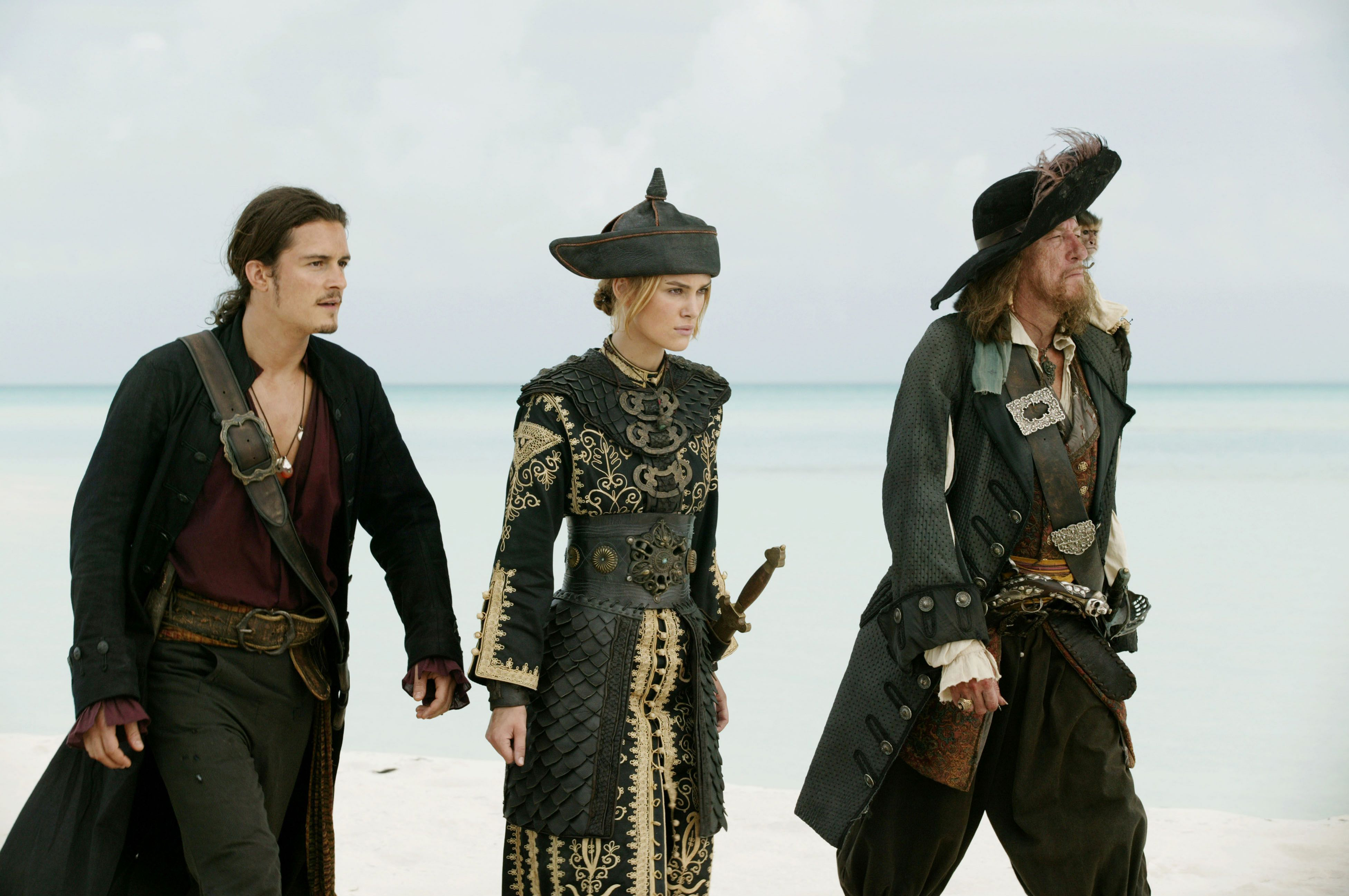 will turner, movie, pirates of the caribbean: at world's end, elizabeth swann, geoffrey rush, hector barbossa, keira knightley, orlando bloom, pirates of the caribbean