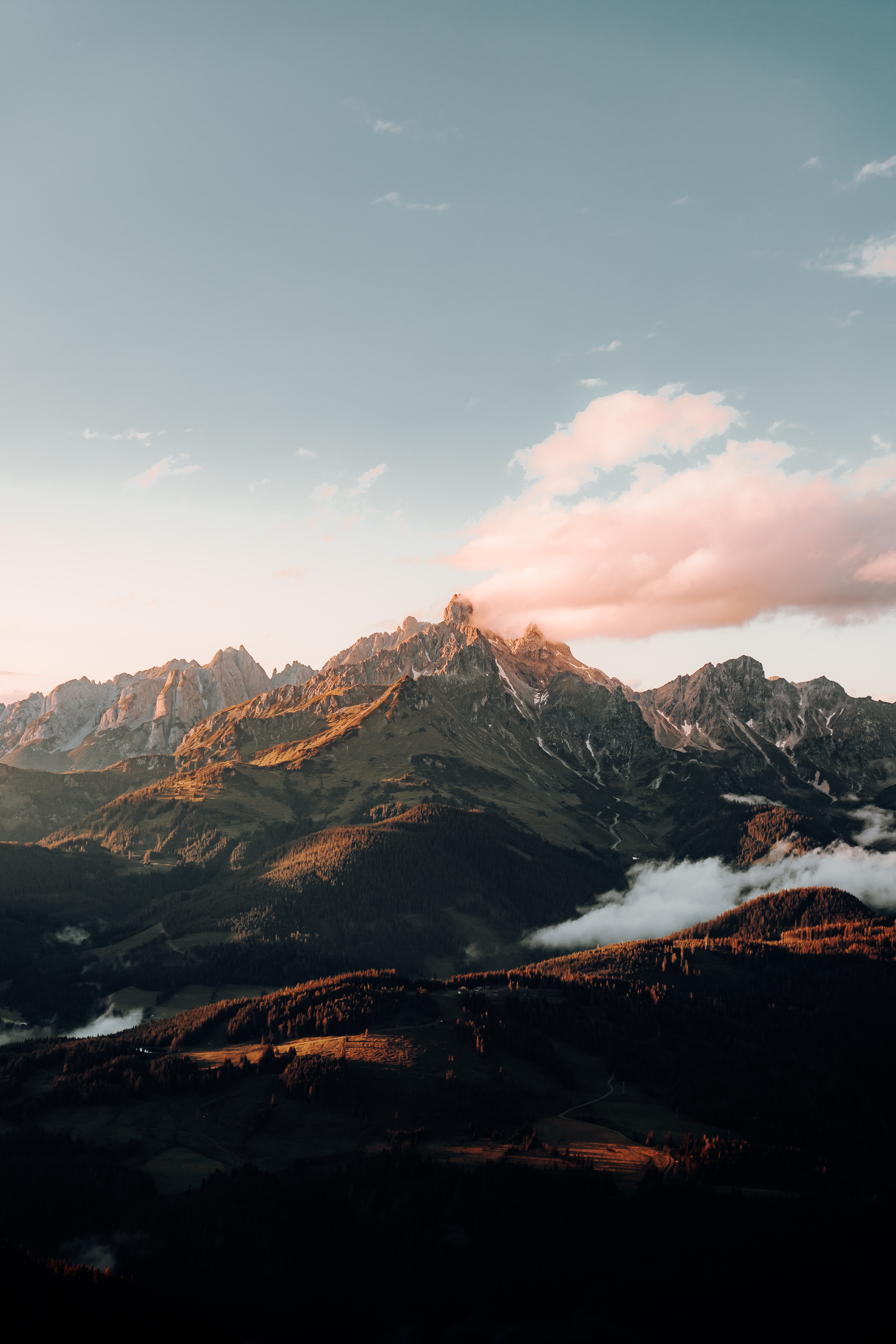Free download wallpaper Mountains, Clouds, Rocks, Vertex, Fog, Nature, Tops on your PC desktop