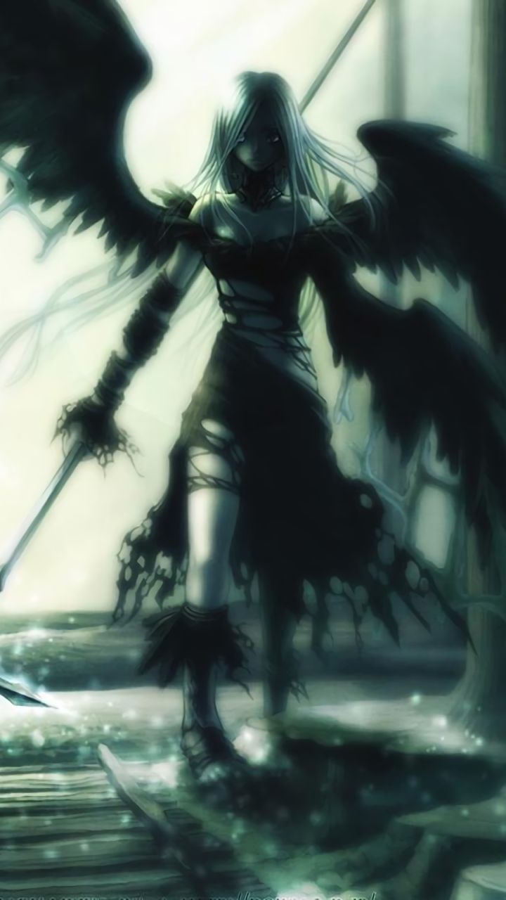 Download mobile wallpaper Anime, Gothic, Weapon, Wings, Angel for free.