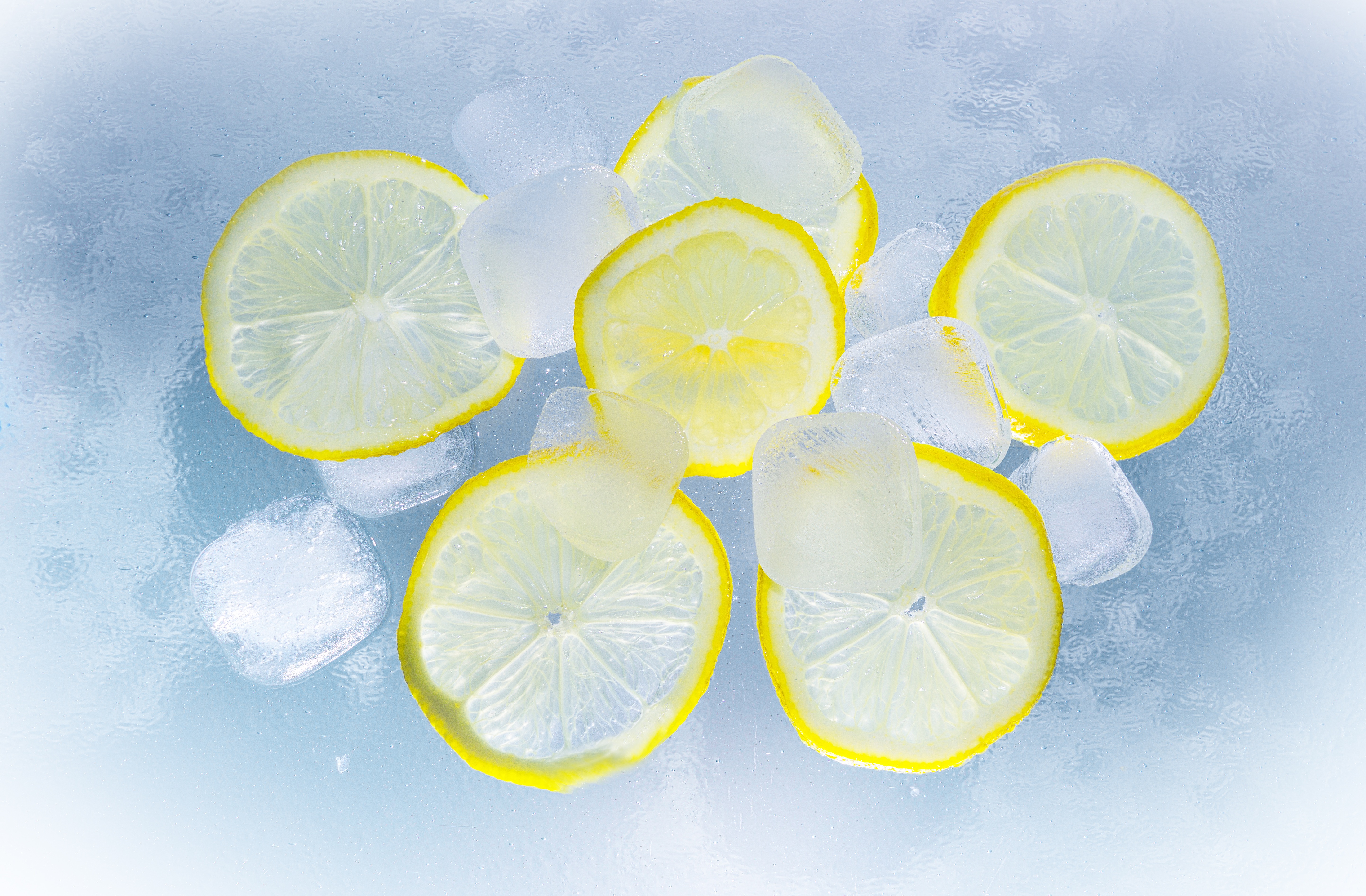 124701 скачать картинку цитрус, лимоны, лед, еда - обои и заставки бесплатно