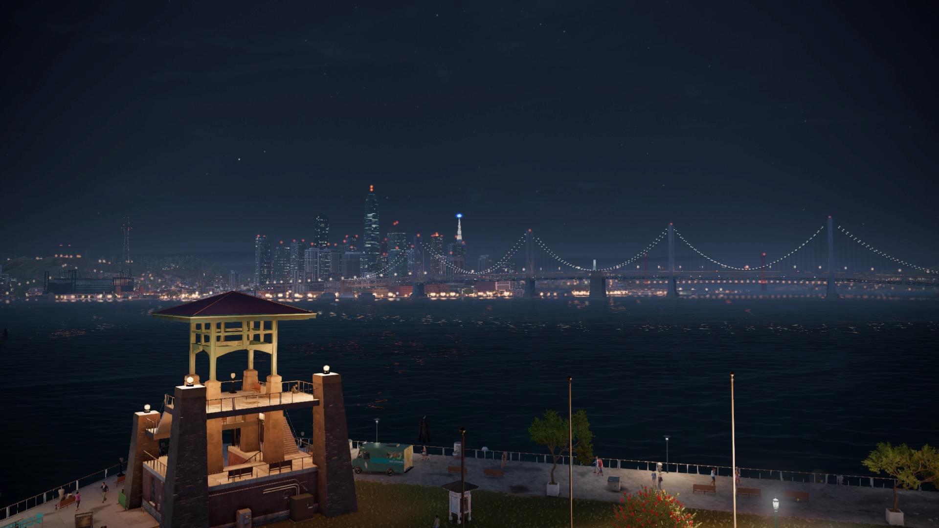 Download mobile wallpaper Water, Night, Watch Dogs, Bridge, Bay, San Francisco, Video Game, Watch Dogs 2 for free.