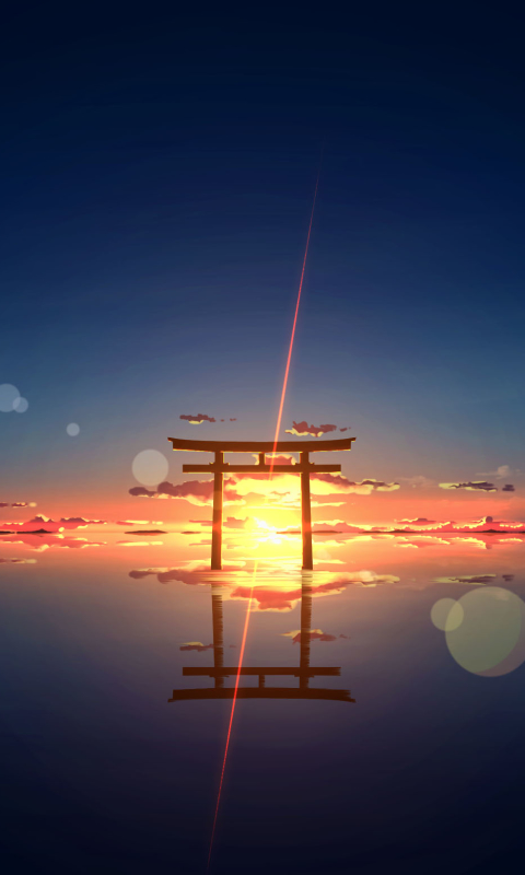 Handy-Wallpaper Sonnenuntergang, Schrein, Animes kostenlos herunterladen.