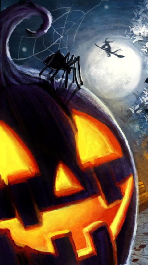 Download mobile wallpaper Halloween, Tree, Holiday, Lantern, Jack O' Lantern for free.