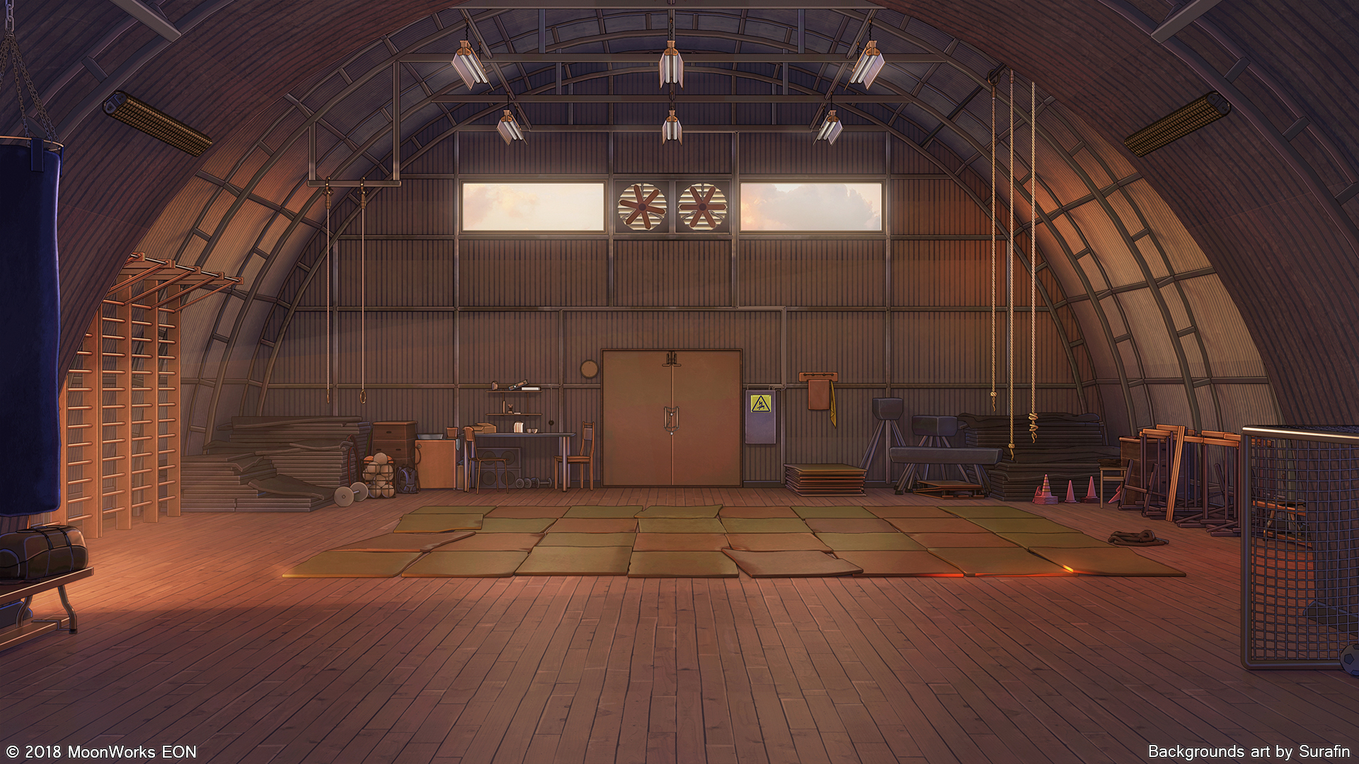 1920 x 1080 picture anime, room, gym