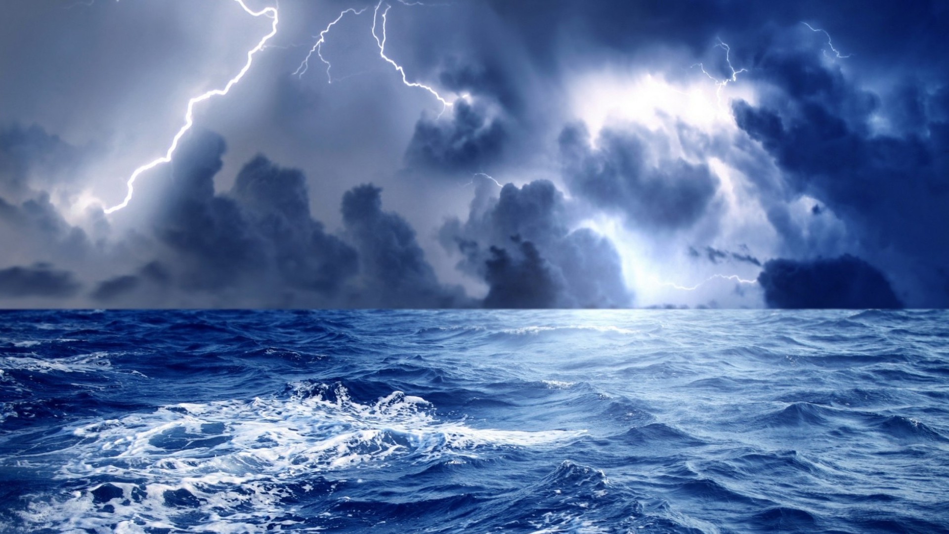 Download mobile wallpaper Sea, Lightning, Photography for free.