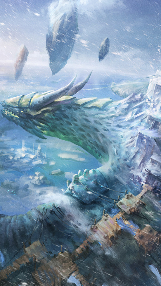 Download mobile wallpaper Fantasy, Snow, Dragon for free.
