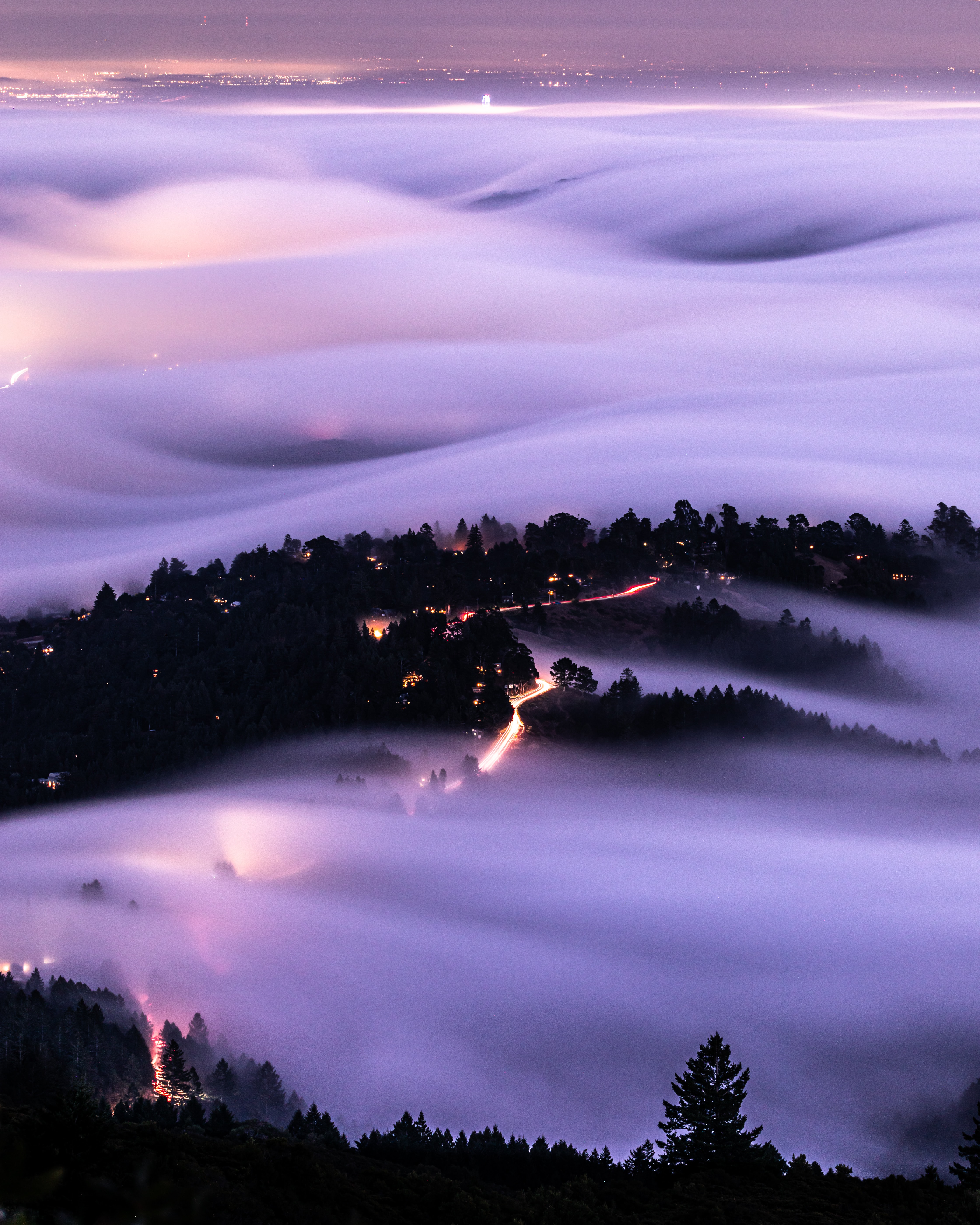 Free download wallpaper Clouds, View From Above, Dusk, Hills, Evening, Nature, Twilight on your PC desktop