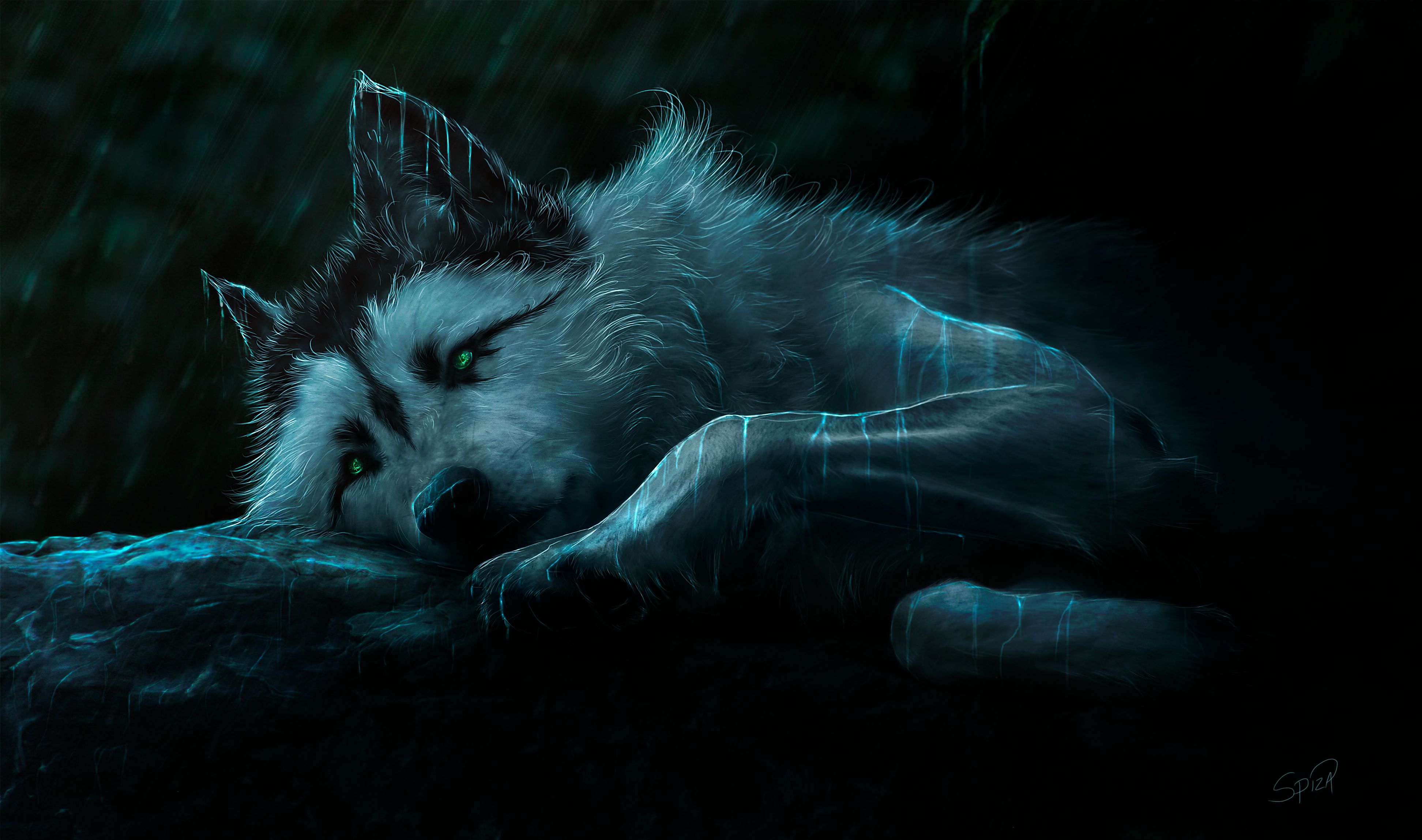 Free download wallpaper Fantasy, Rain, Wolf, Fantasy Animals on your PC desktop