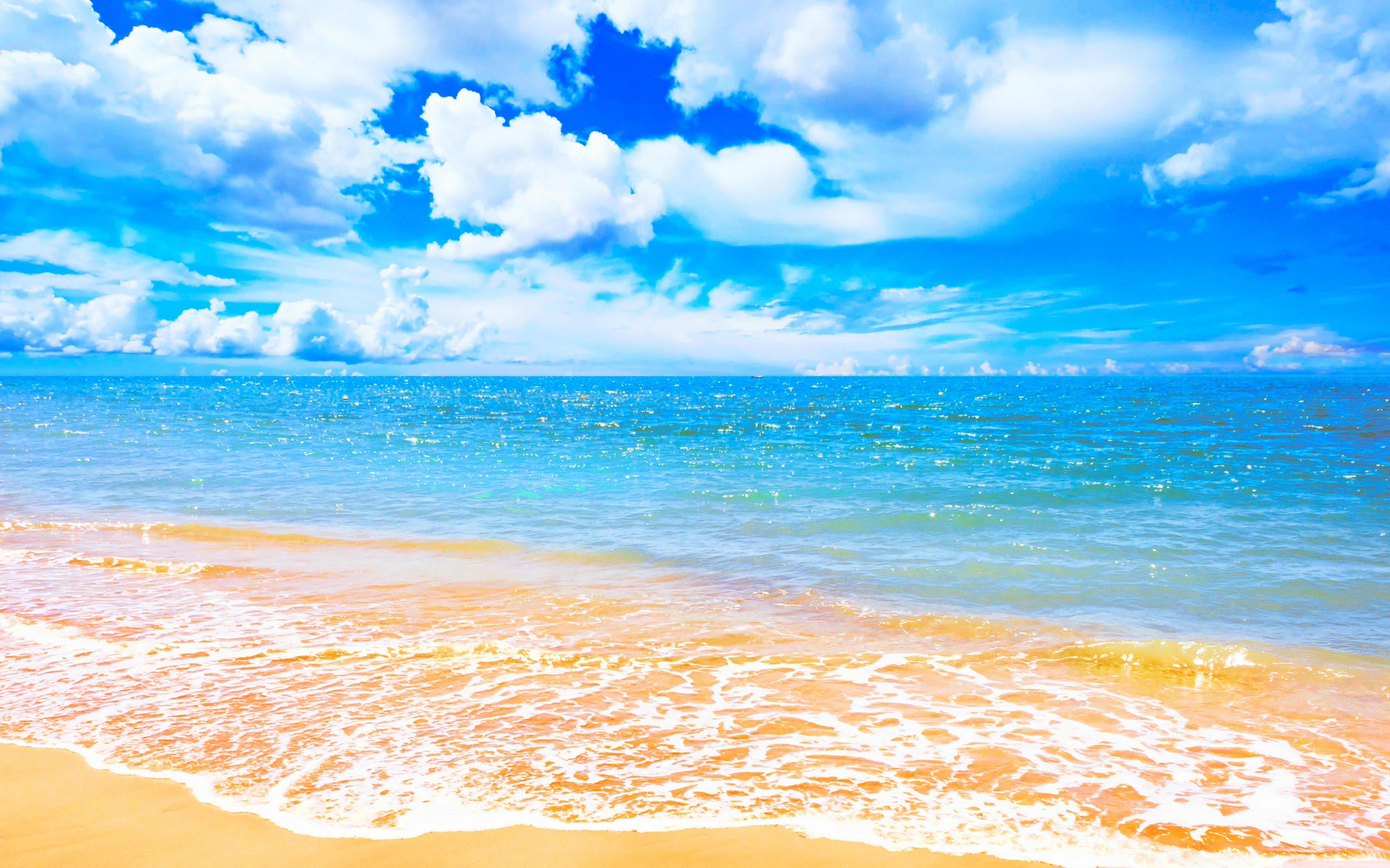 Скачать картинку Море, Облака, Пляж, Горизонт, Земля/природа в телефон бесплатно.