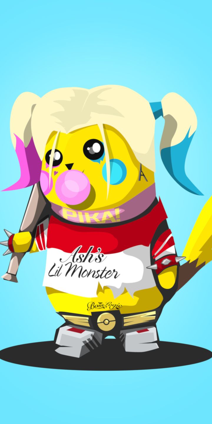 Descarga gratuita de fondo de pantalla para móvil de Pokémon, Animado, Pikachu, Harley Quinn.