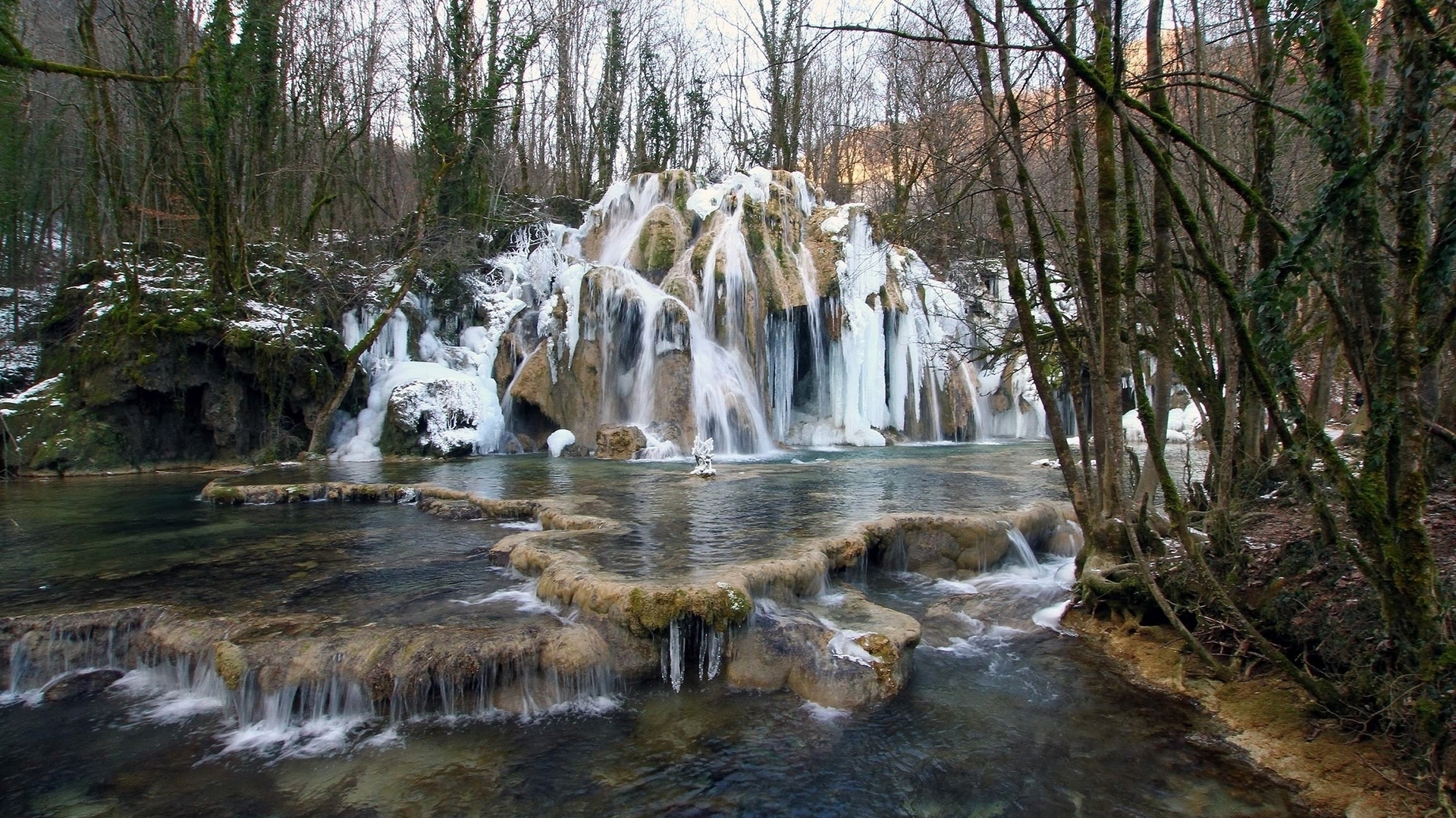 Download mobile wallpaper Winter, Nature, Water, Waterfall, Earth, Frozen for free.
