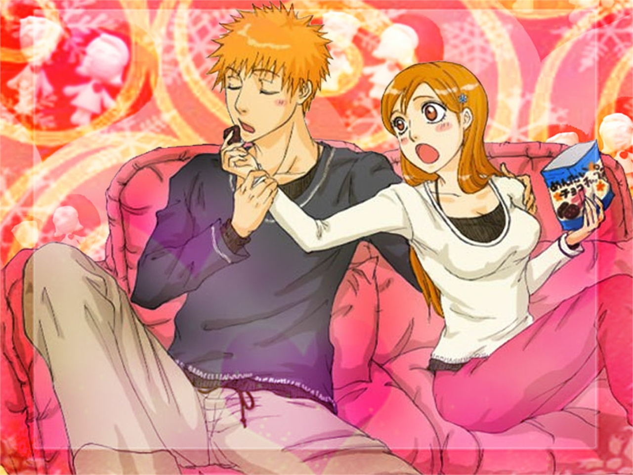 Laden Sie das Bleach, Animes, Ichigo Kurosaki, Orihime Inoue-Bild kostenlos auf Ihren PC-Desktop herunter