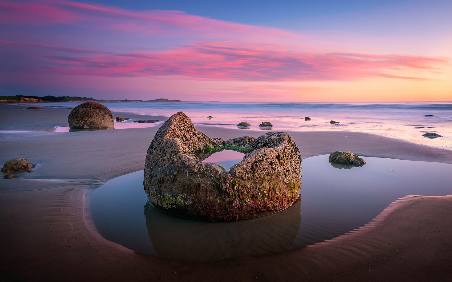 Free download wallpaper Landscape, Sunset, Sea, Earth, Stone, Seashore on your PC desktop