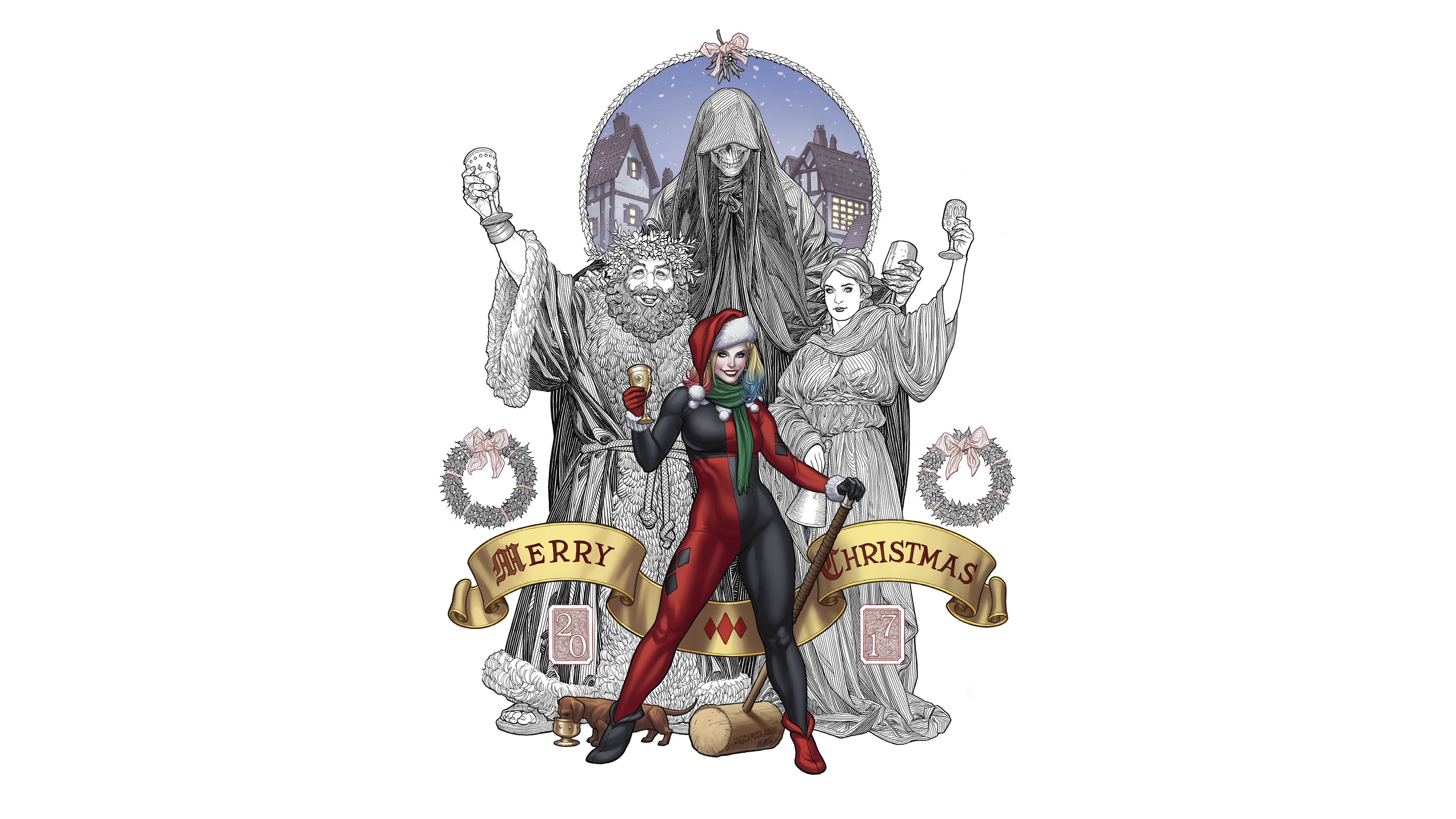 Baixar papel de parede para celular de Natal, História Em Quadrinhos, Harley Quinn, Dc Comics gratuito.