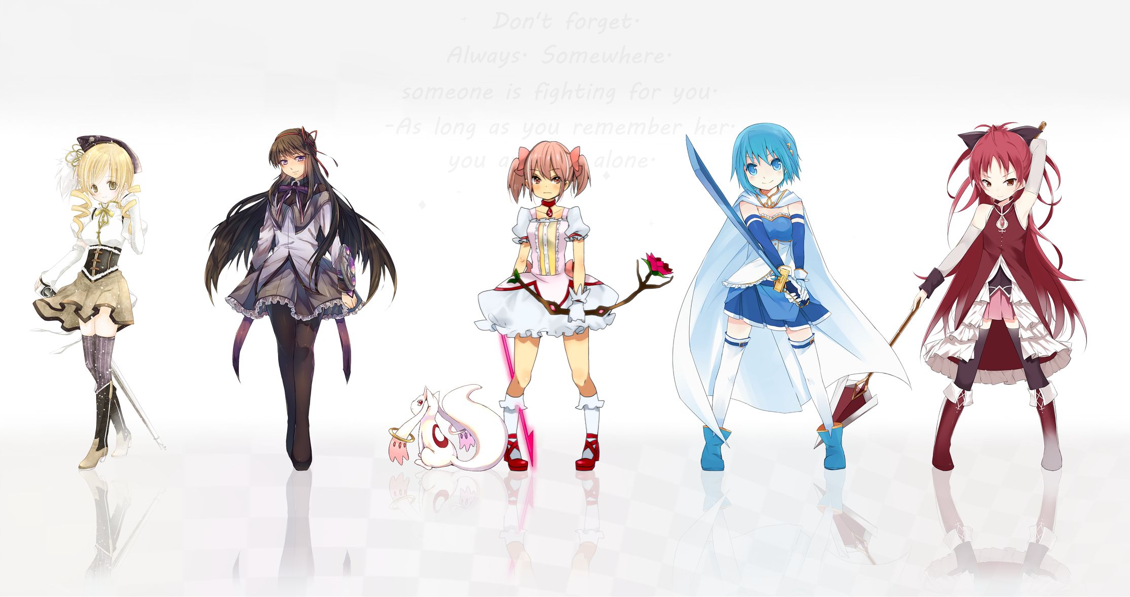 Descarga gratis la imagen Animado, Kyōko Sakura, Puella Magi Madoka Magica, Homura Akemi, Madoka Kaname, Mami Tomoe, Sayaka Miki, Kyuubey (Puella Magi Madoka Mágica) en el escritorio de tu PC