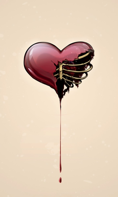 Download mobile wallpaper Blood, Paint, Heart, Creepy, Artistic for free.