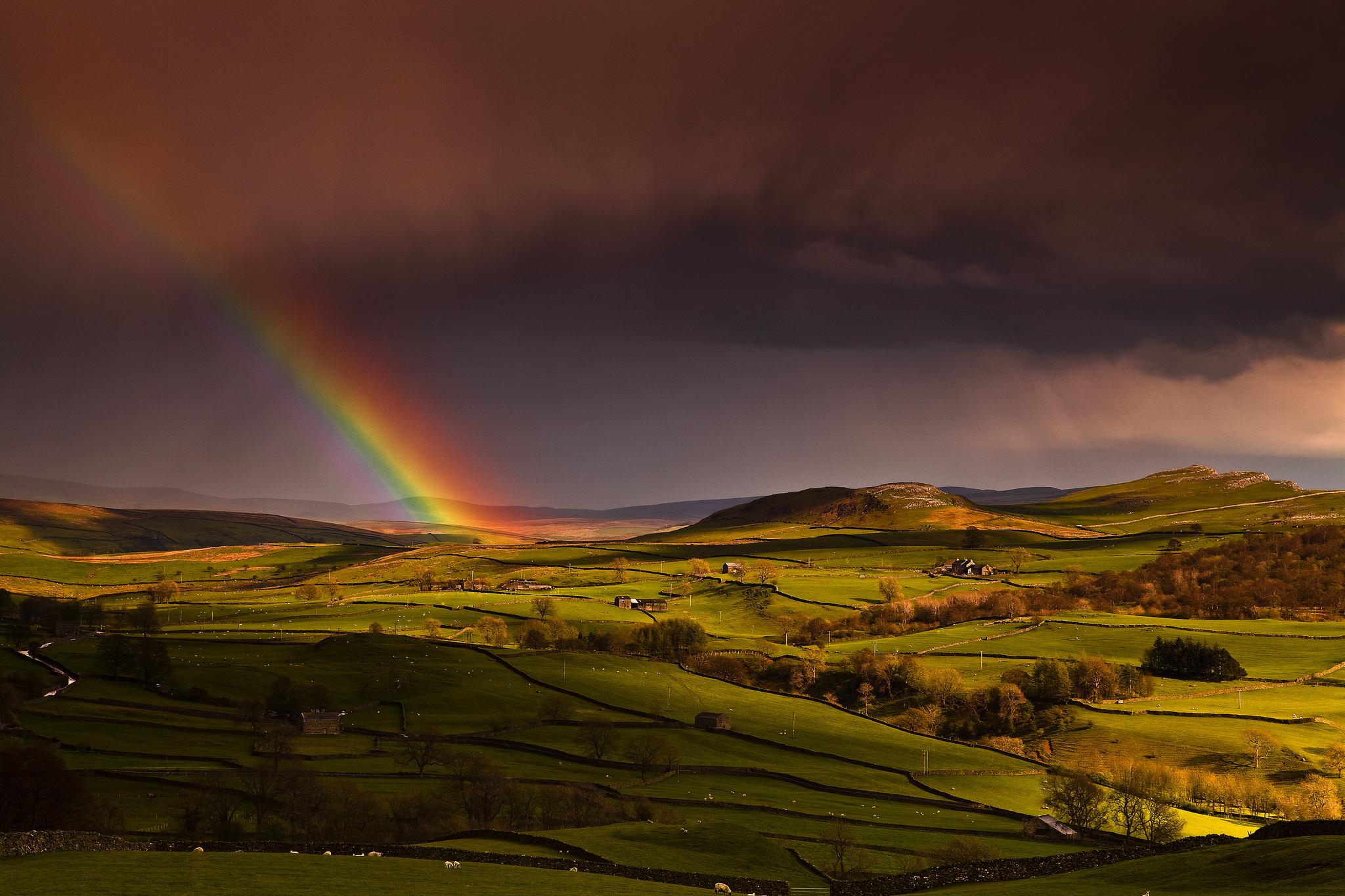 Download mobile wallpaper Landscape, Rain, Rainbow, Earth for free.