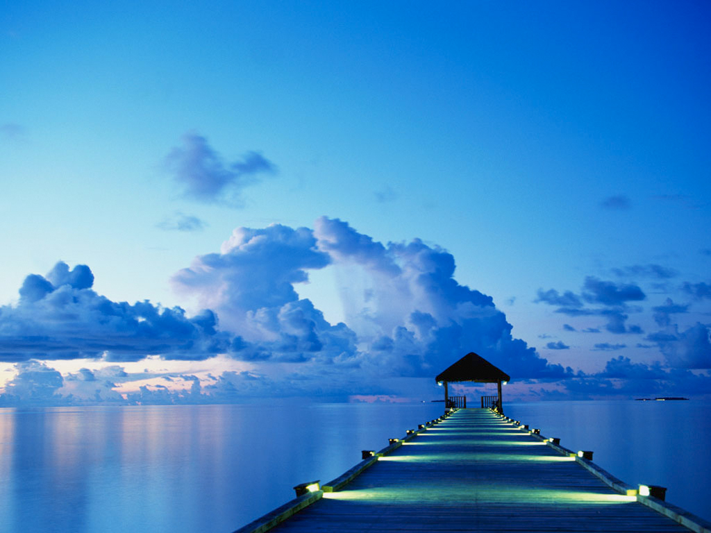 1512357 Hintergrundbild herunterladen blau, menschengemacht, seebrücke, wolke, dock, himmel, wasser - Bildschirmschoner und Bilder kostenlos