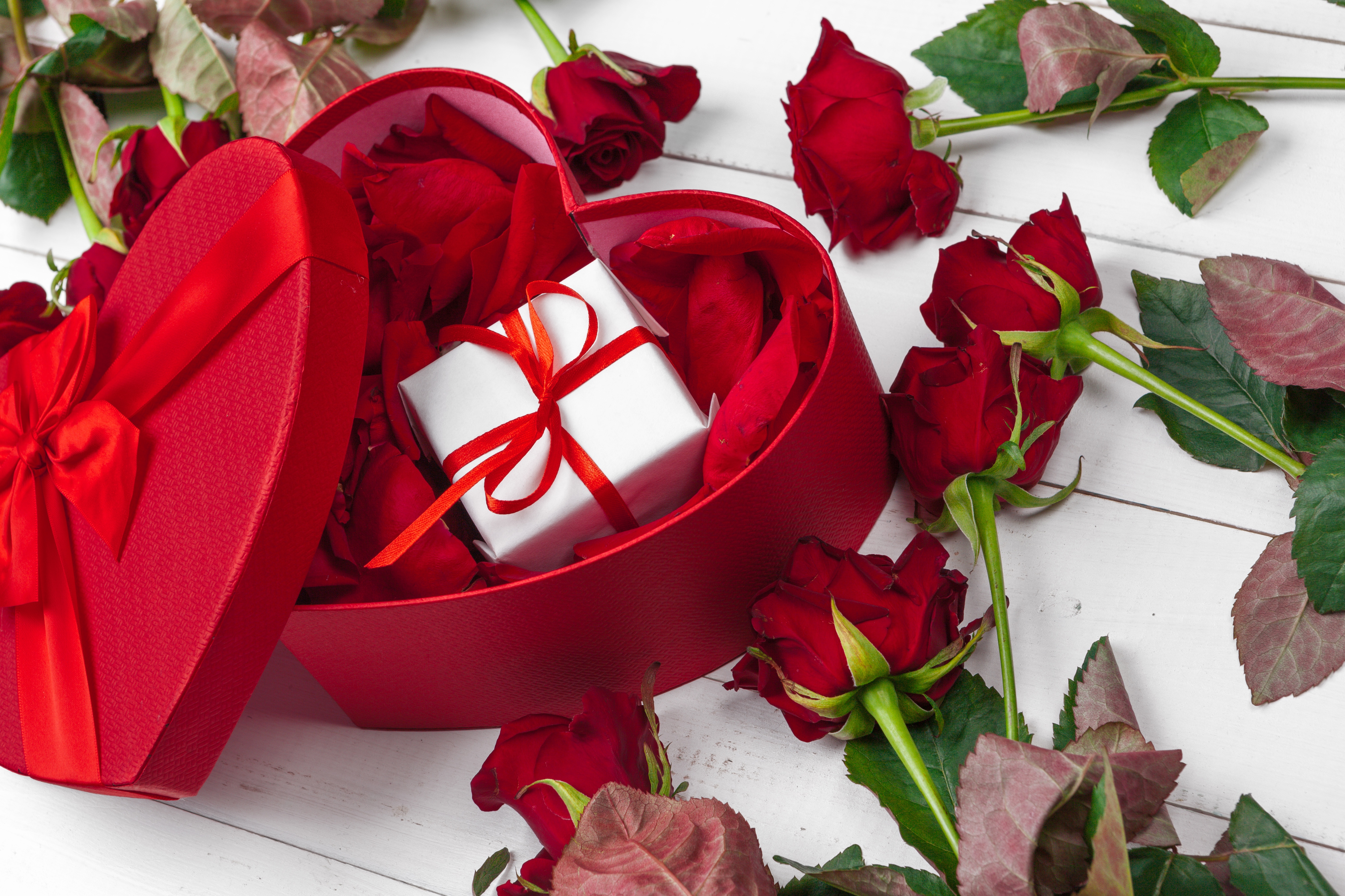 Descarga gratuita de fondo de pantalla para móvil de Rosa, Día De San Valentín, Día Festivo, Regalo, Flor Roja, En Forma De Corazón.