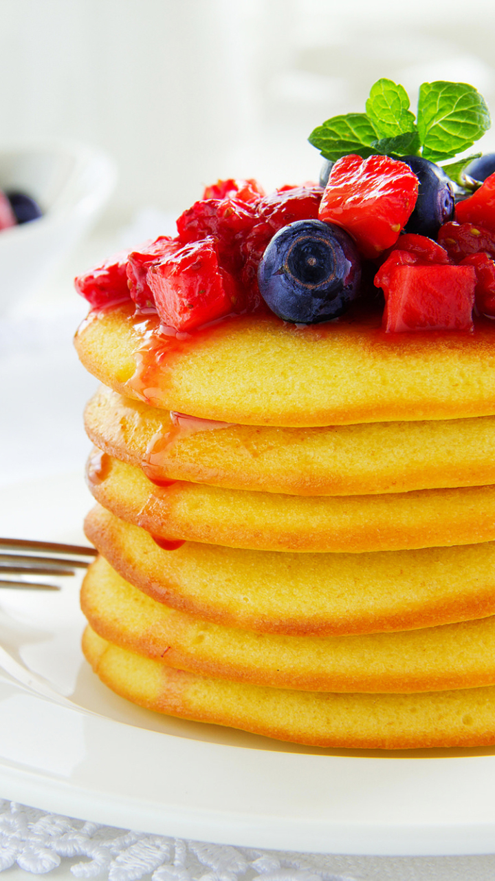 Download mobile wallpaper Food, Berry, Breakfast, Pancake for free.