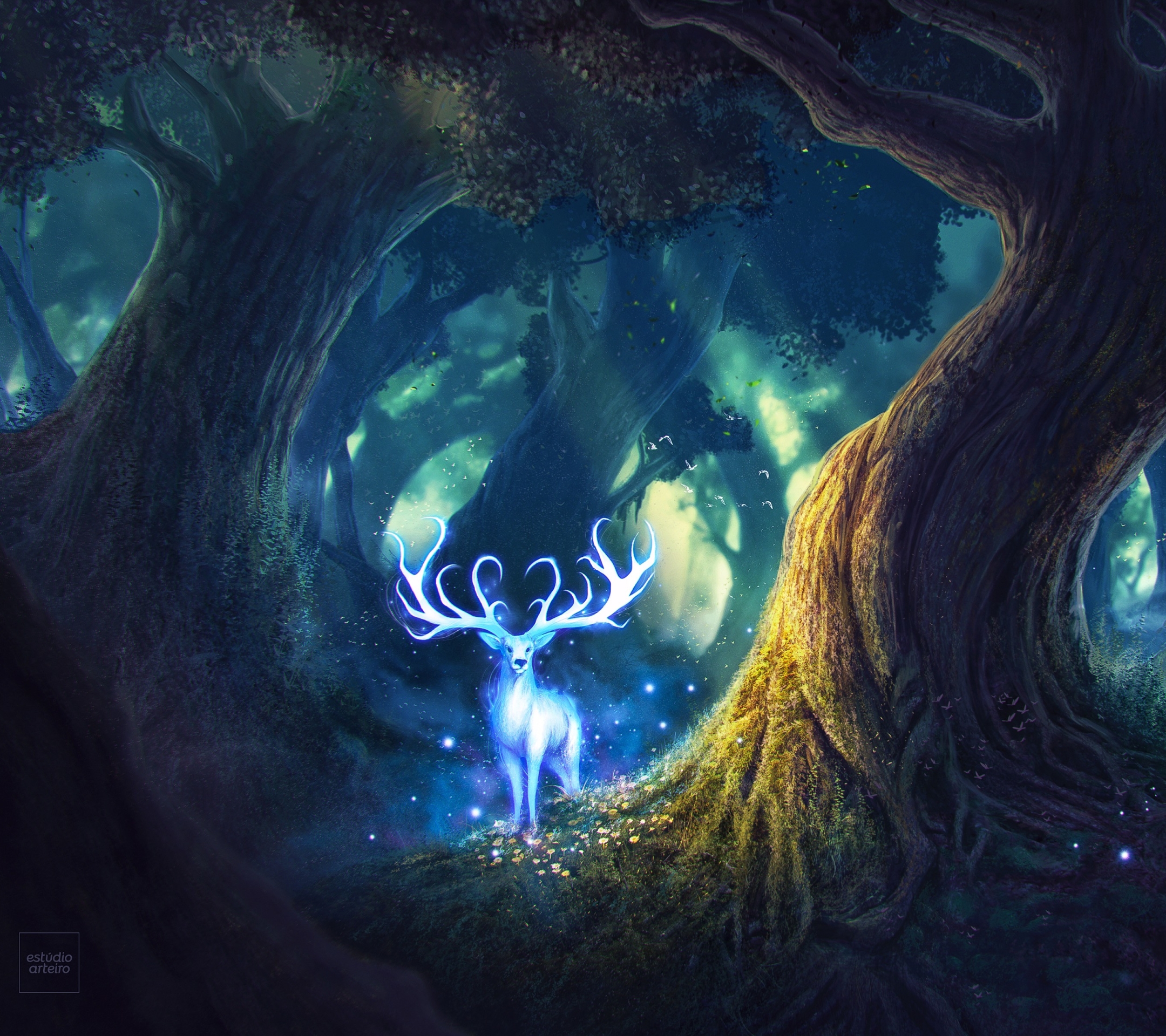 Laden Sie das Magie, Fantasie, Wald, Kreatur, Hirsch, Geist, Magisch, Fantasietiere-Bild kostenlos auf Ihren PC-Desktop herunter