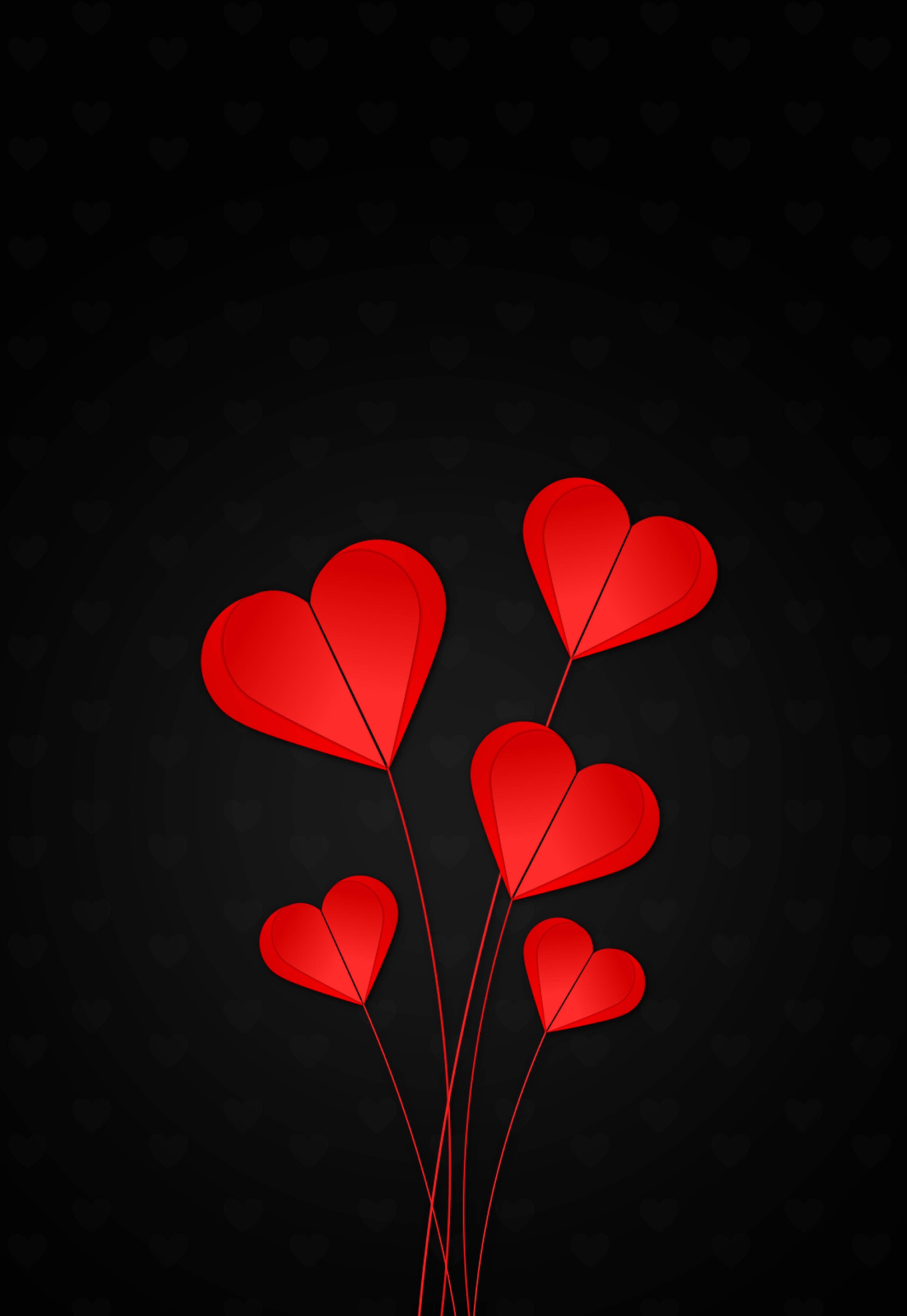 hearts, black background, love, red HD wallpaper