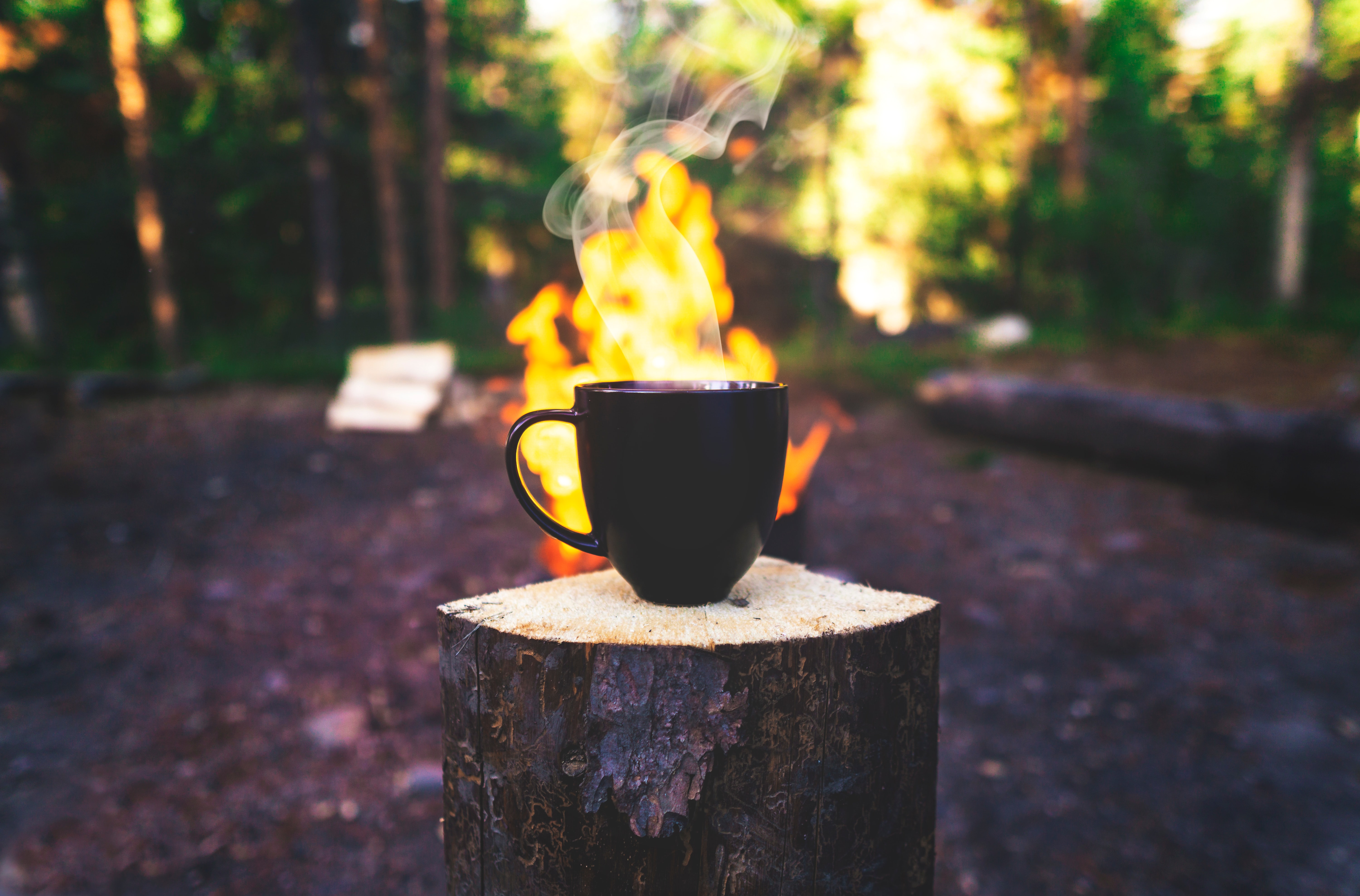 bonfire, mug, camping, miscellanea, miscellaneous, cup, drink, beverage, steam, campsite Full HD