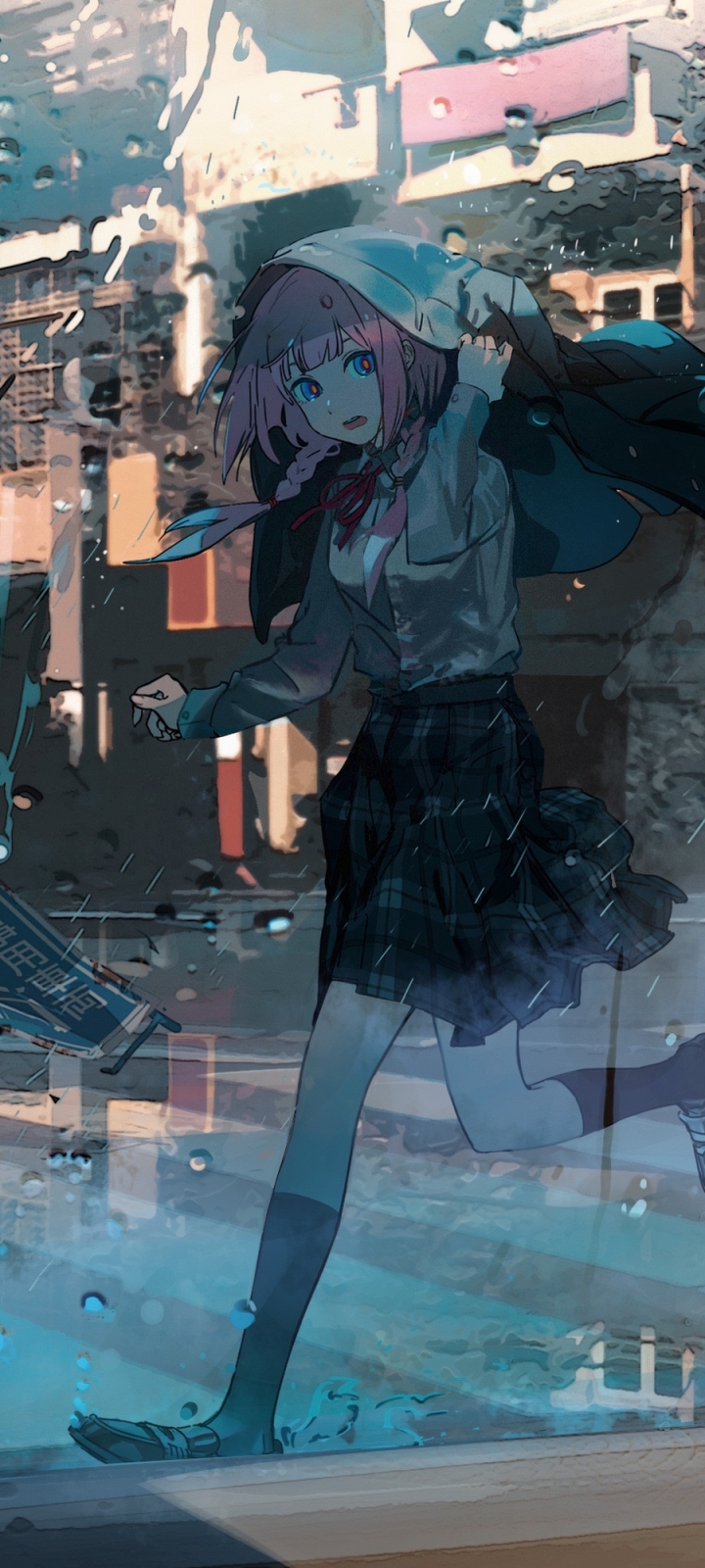 Download mobile wallpaper Anime, Rain, Girl for free.
