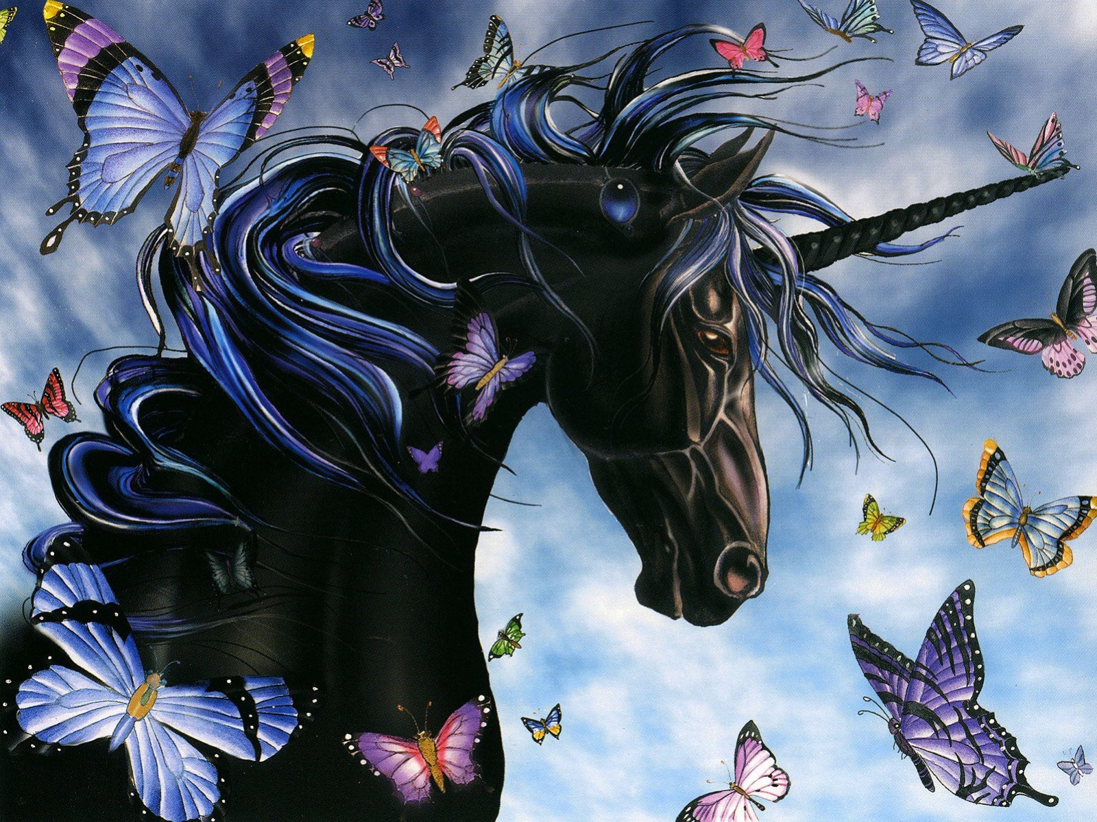 Download mobile wallpaper Fantasy, Butterfly, Colorful, Unicorn, Fantasy Animals for free.