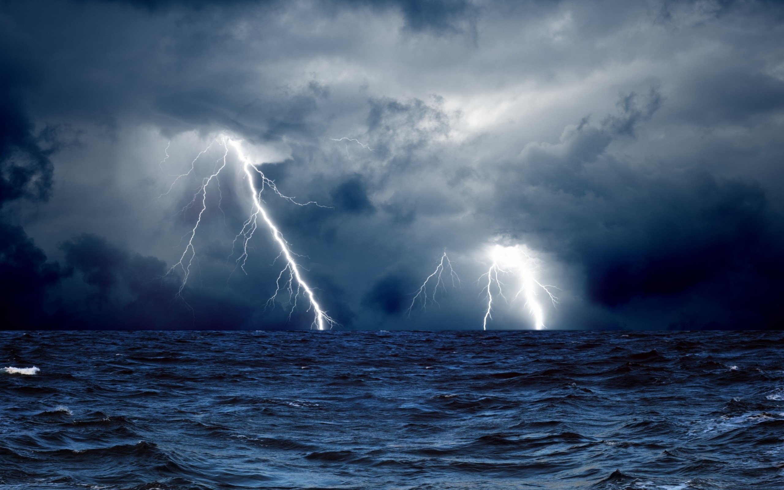 Download mobile wallpaper Sea, Lightning, Cloud, Photography for free.