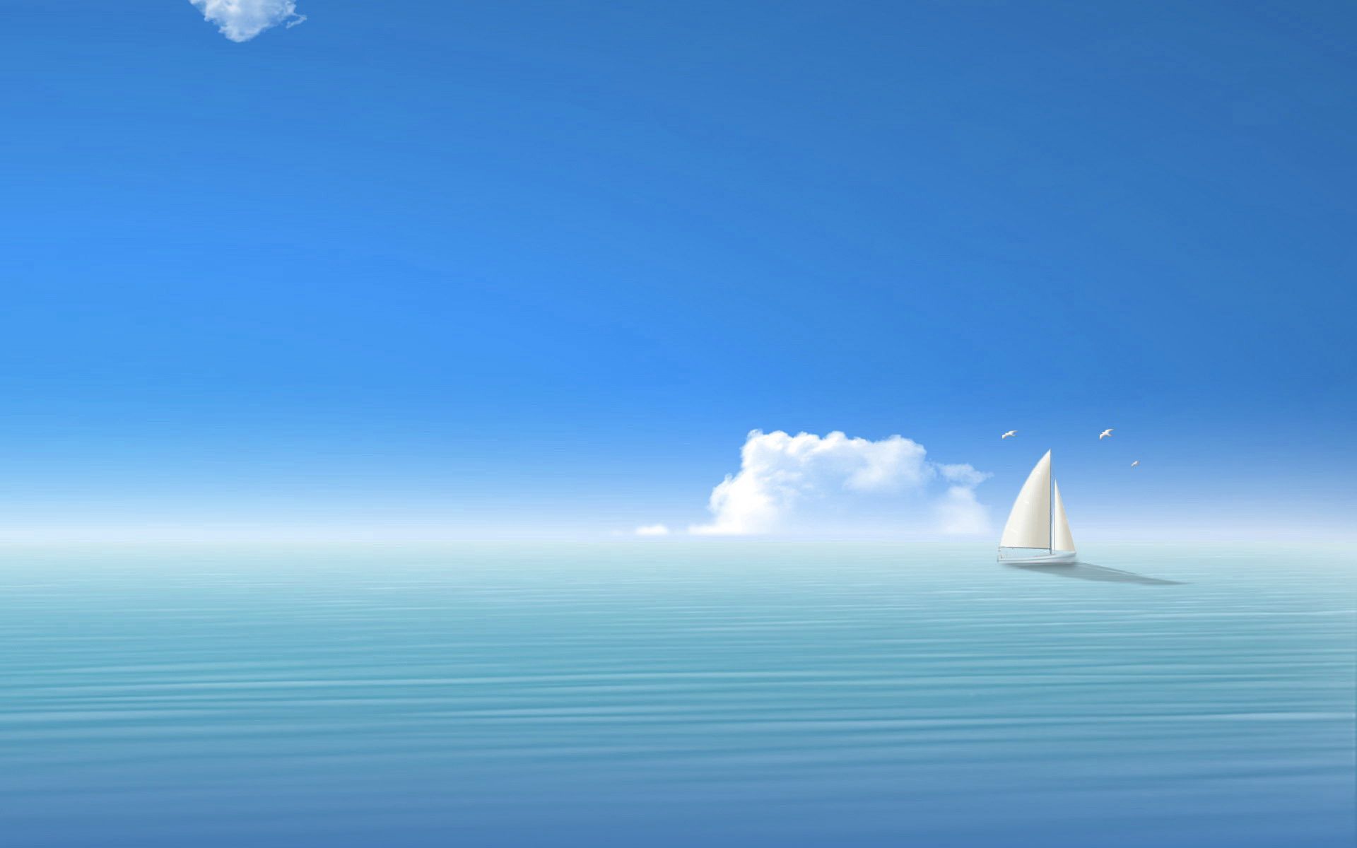 ship, abstract, sky, sea, blue 4K for PC