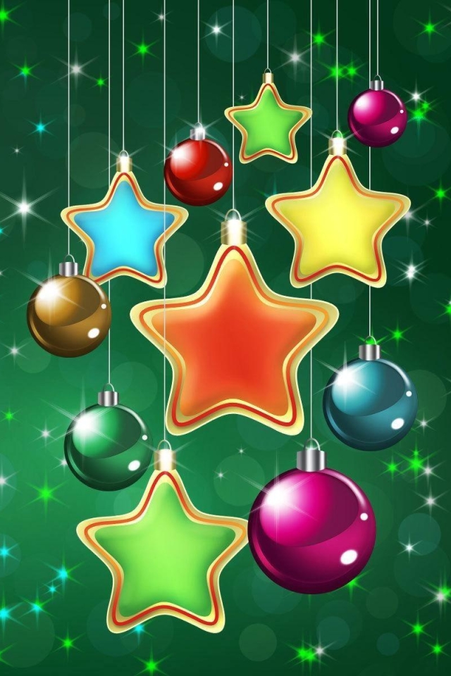 Handy-Wallpaper Feiertage, Weihnachten, Bunt, Weihnachtsschmuck, Funkelt, Stern kostenlos herunterladen.